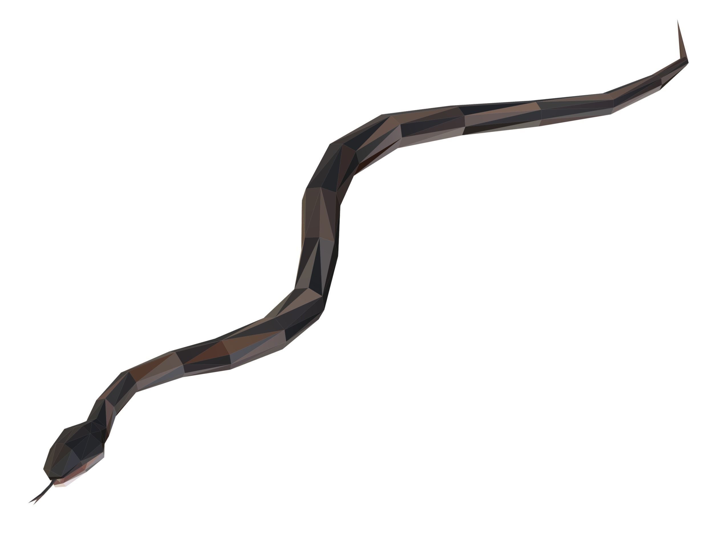 Animated Snake Lowpoly Art Style Low-poly 3D model_2