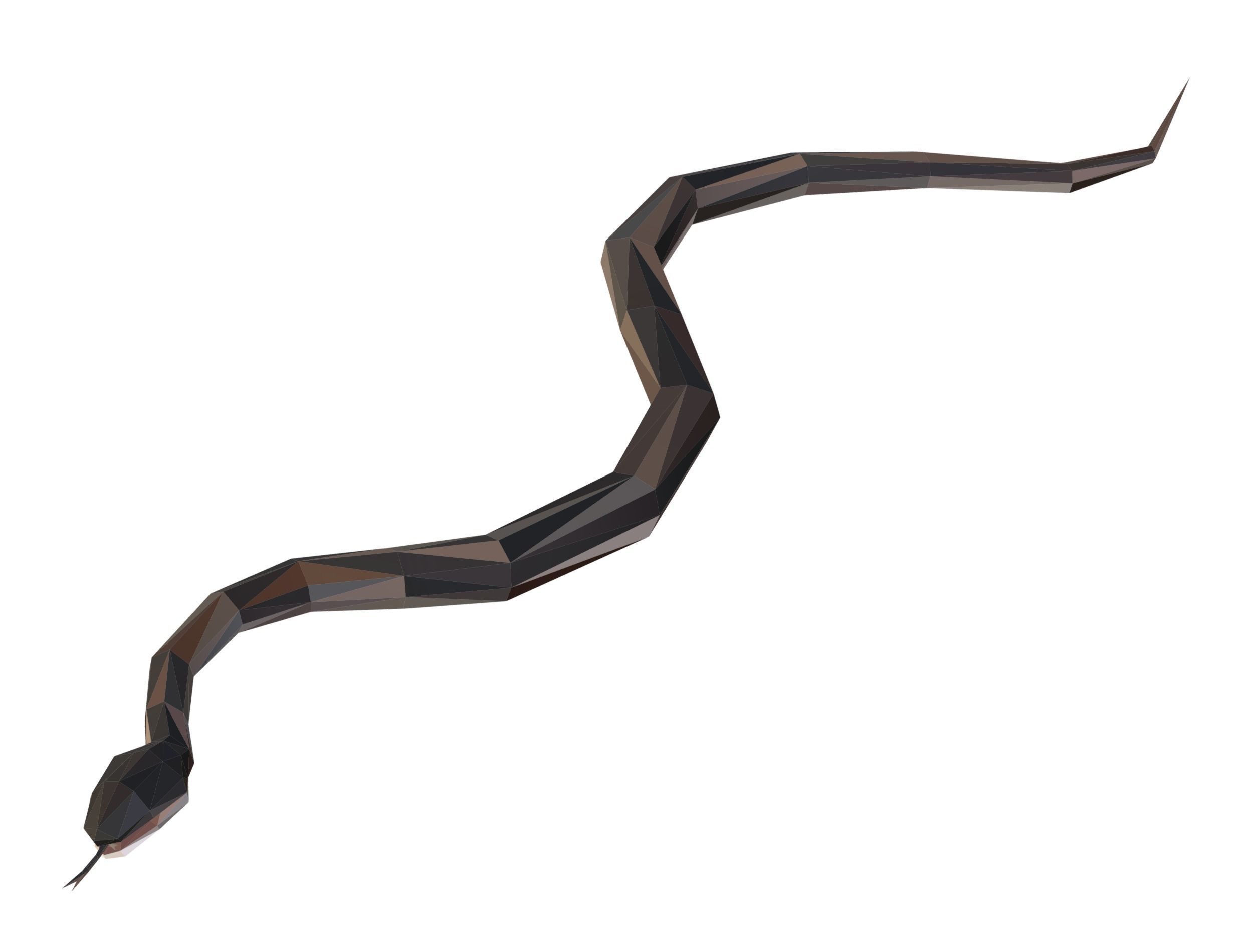 Animated Snake Lowpoly Art Style Low-poly 3D model_5