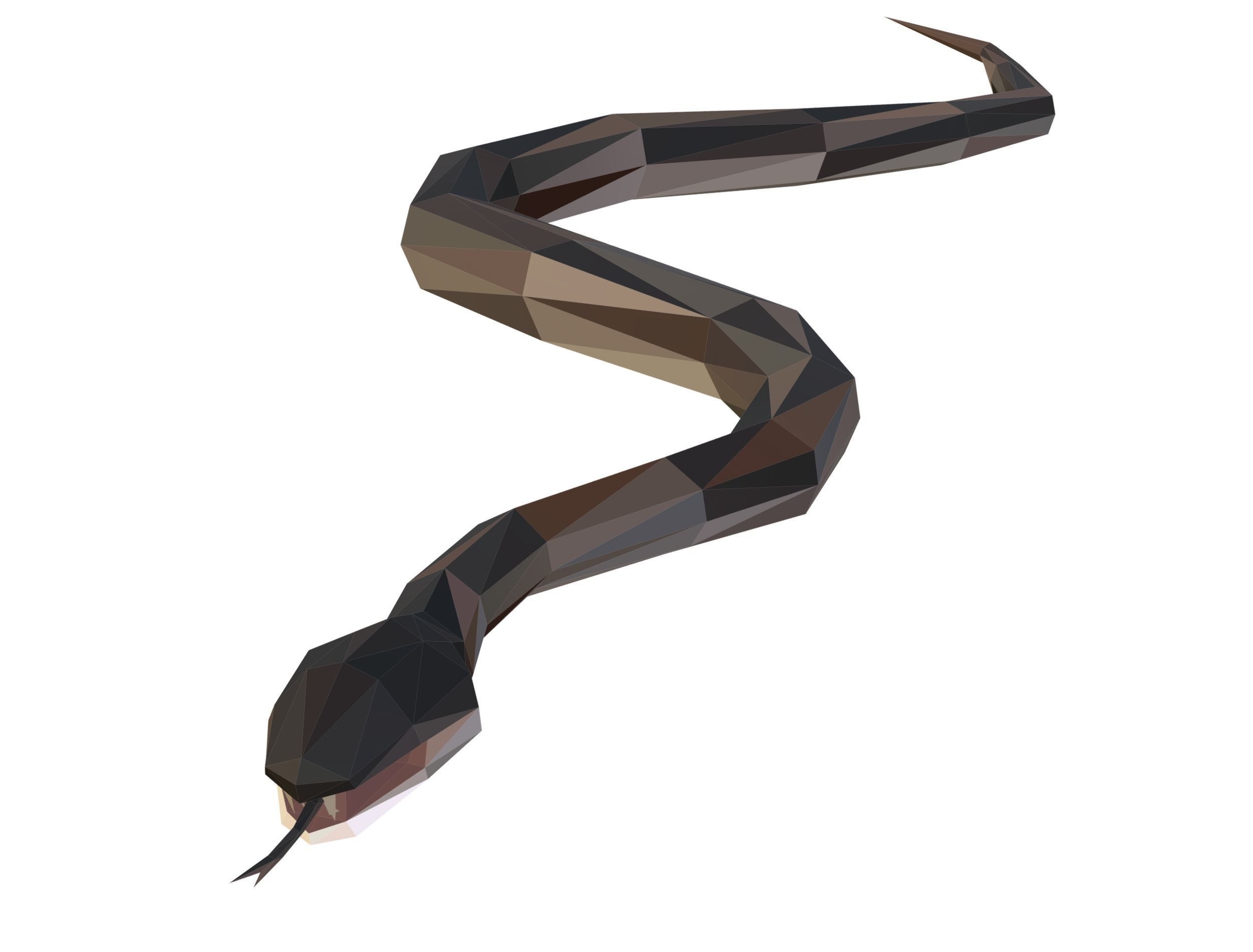 Animated Snake Lowpoly Art Style Low-poly 3D model_16