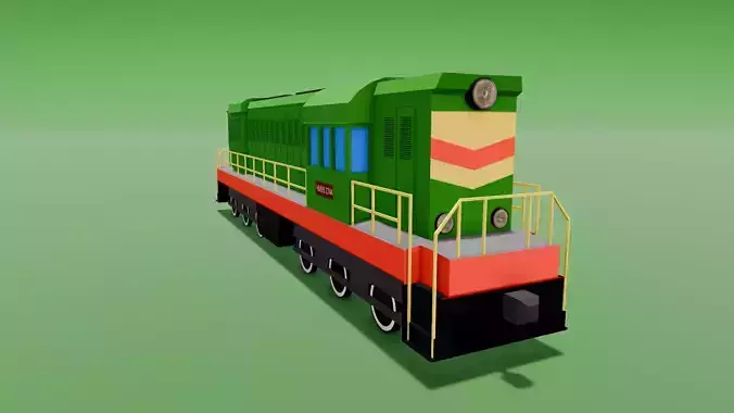 Cartoon Train Low poly 3D Model 
