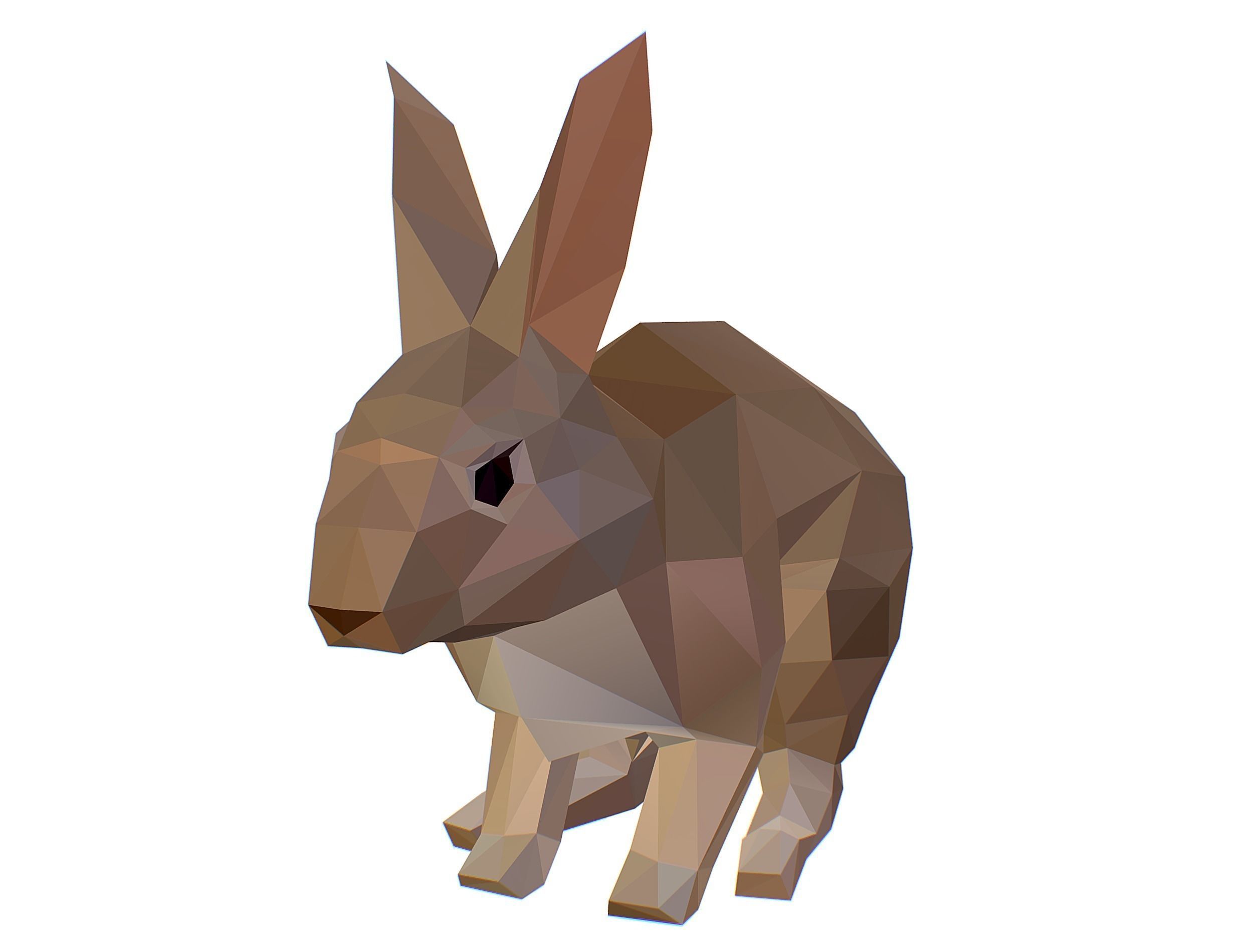 Animated White Rabbit Lowpoly Art Style Low-poly 3D model_14