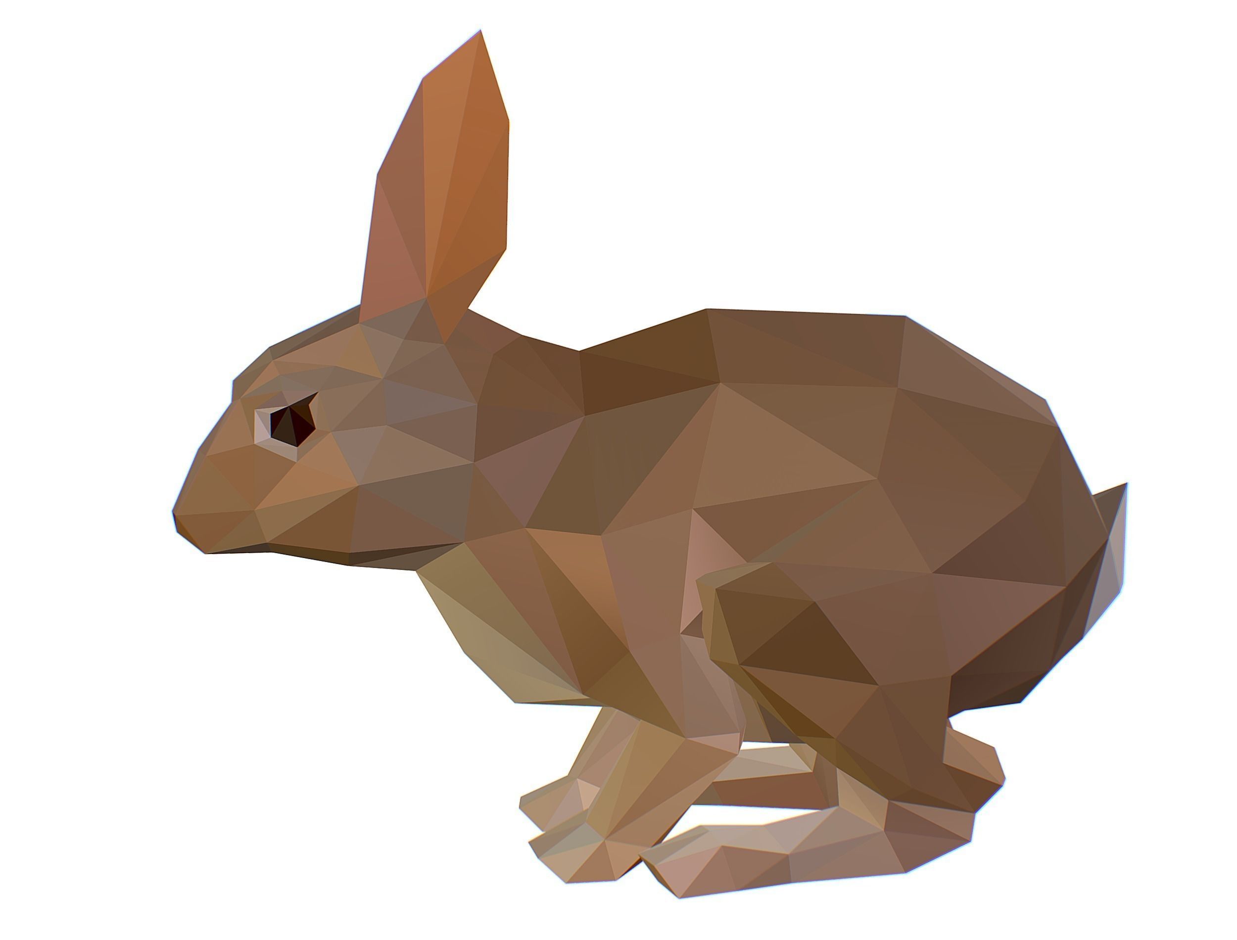 Animated White Rabbit Lowpoly Art Style Low-poly 3D model_25