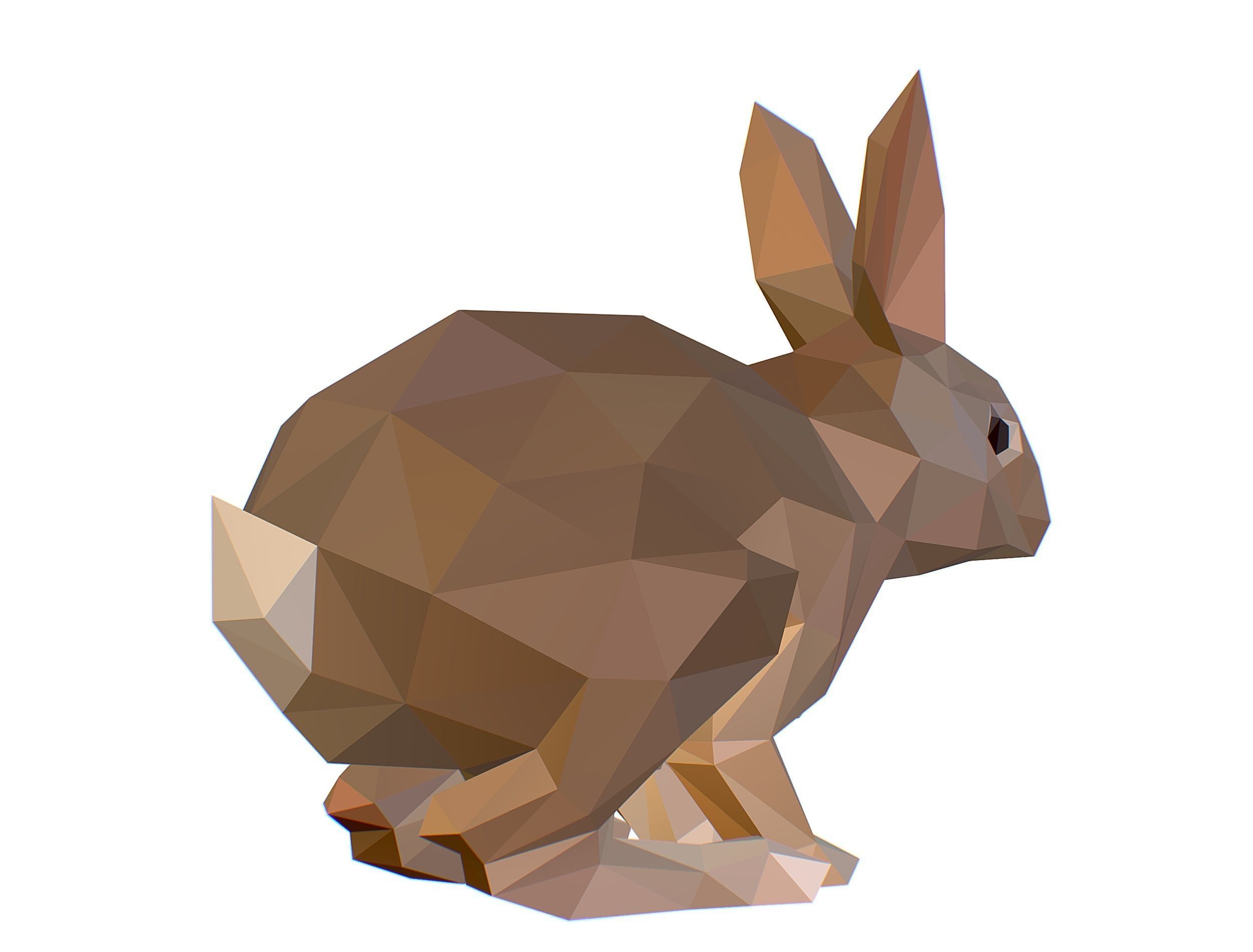 Animated White Rabbit Lowpoly Art Style Low-poly 3D model_20