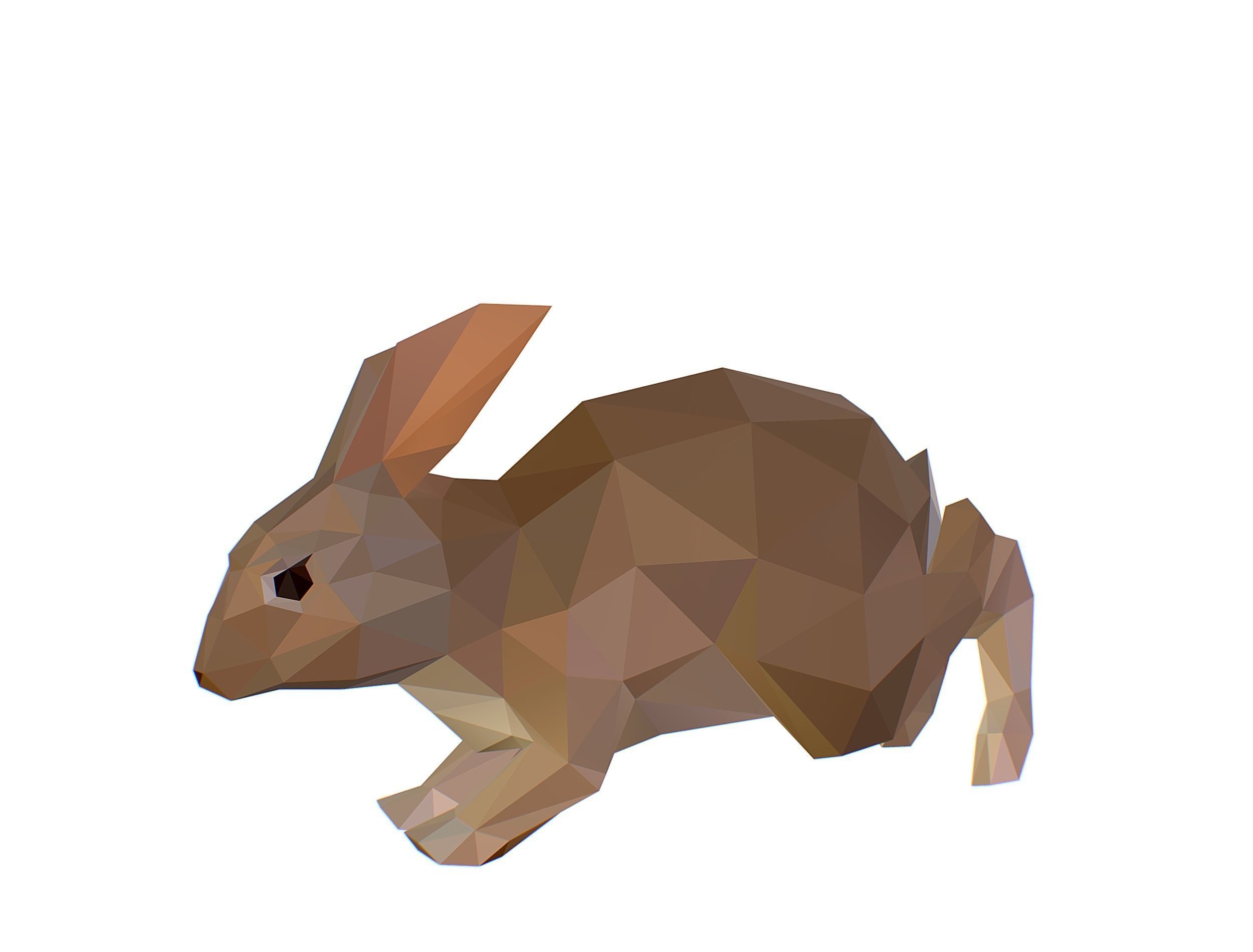 Animated White Rabbit Lowpoly Art Style Low-poly 3D model_8