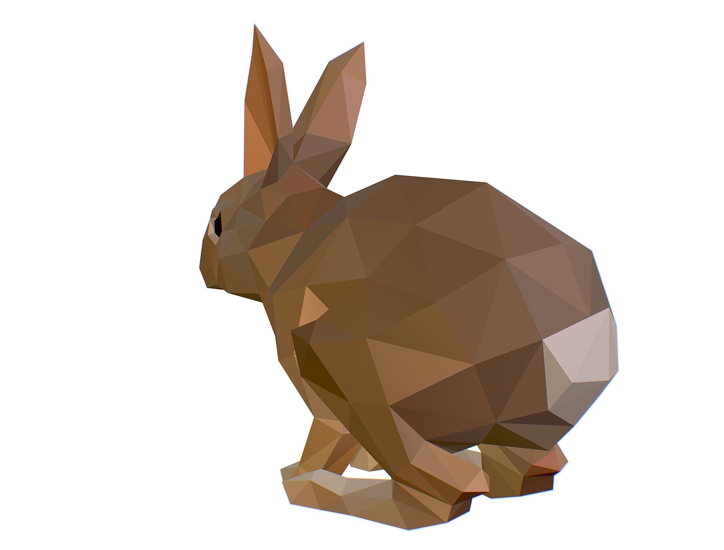 Animated White Rabbit Lowpoly Art Style Low-poly 3D model_23