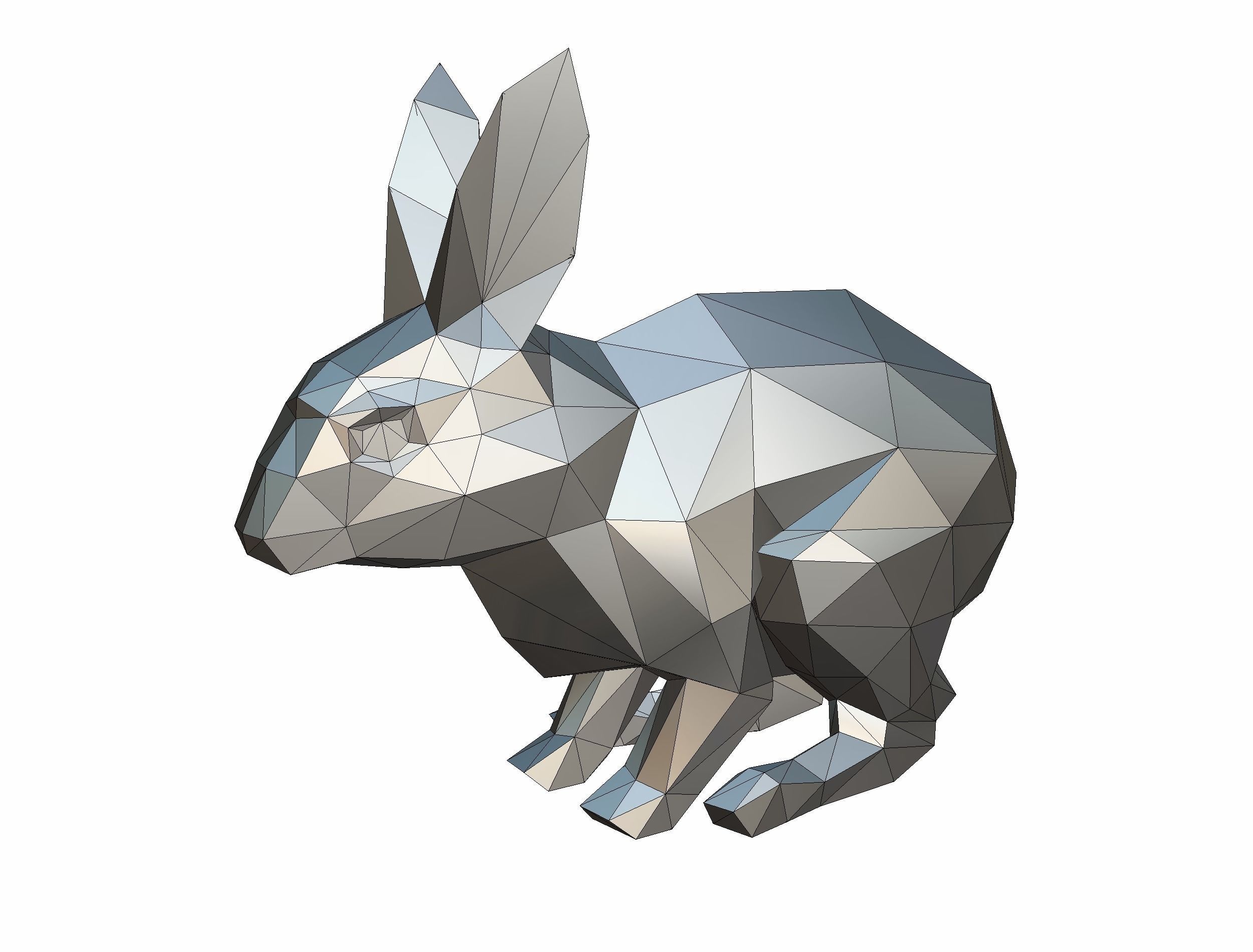 Animated White Rabbit Lowpoly Art Style Low-poly 3D model_35
