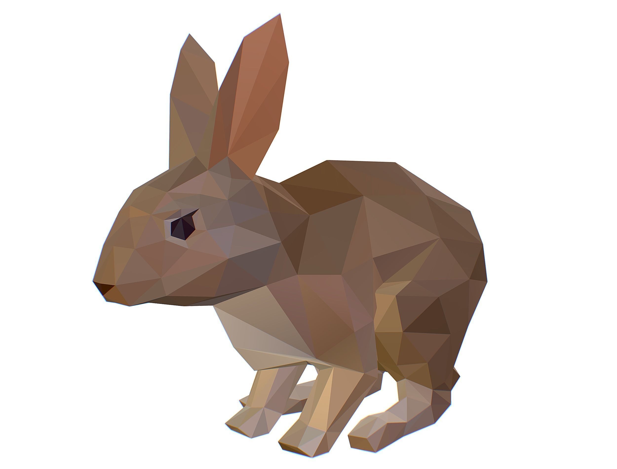 Animated White Rabbit Lowpoly Art Style Low-poly 3D model_13
