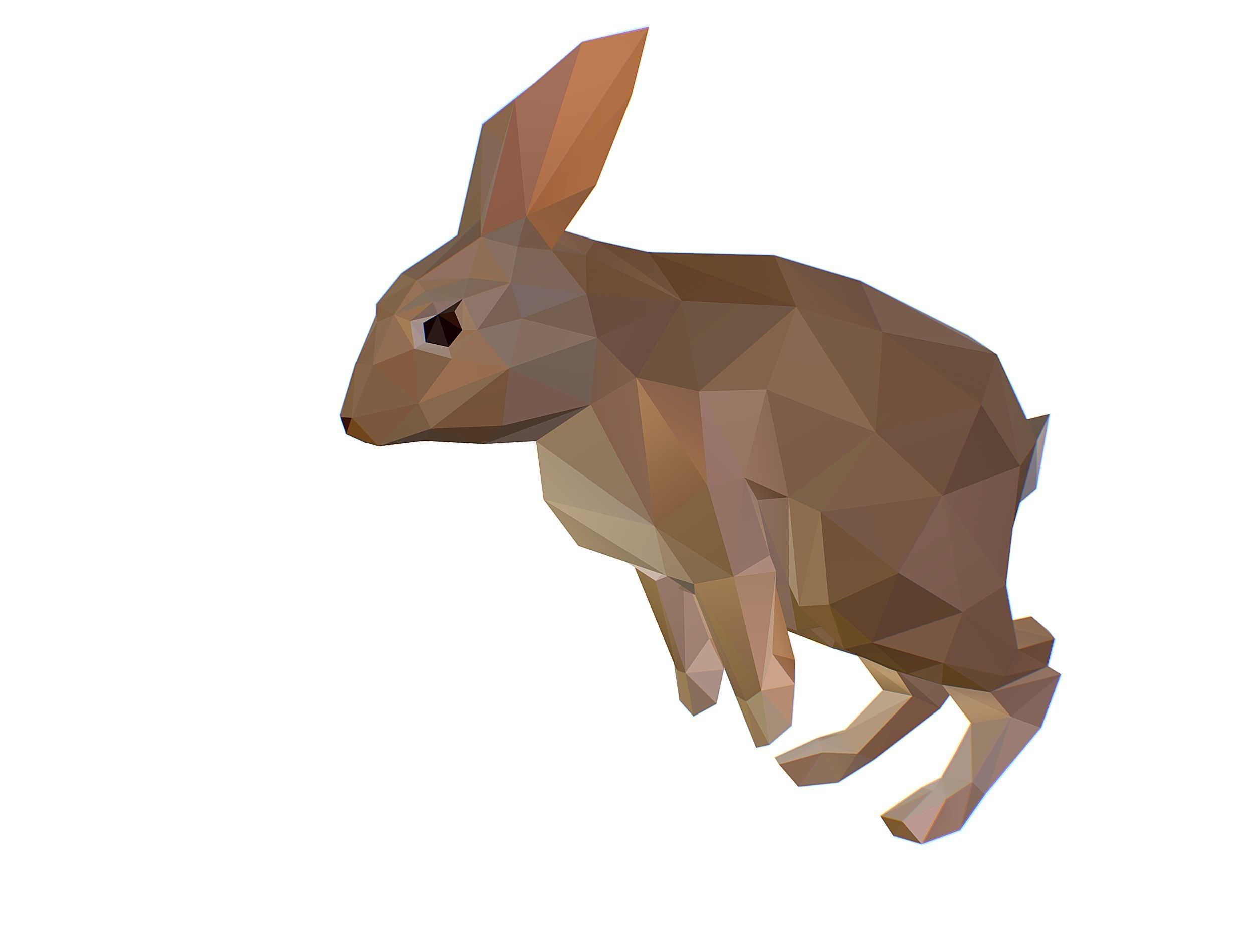 Animated White Rabbit Lowpoly Art Style Low-poly 3D model_3