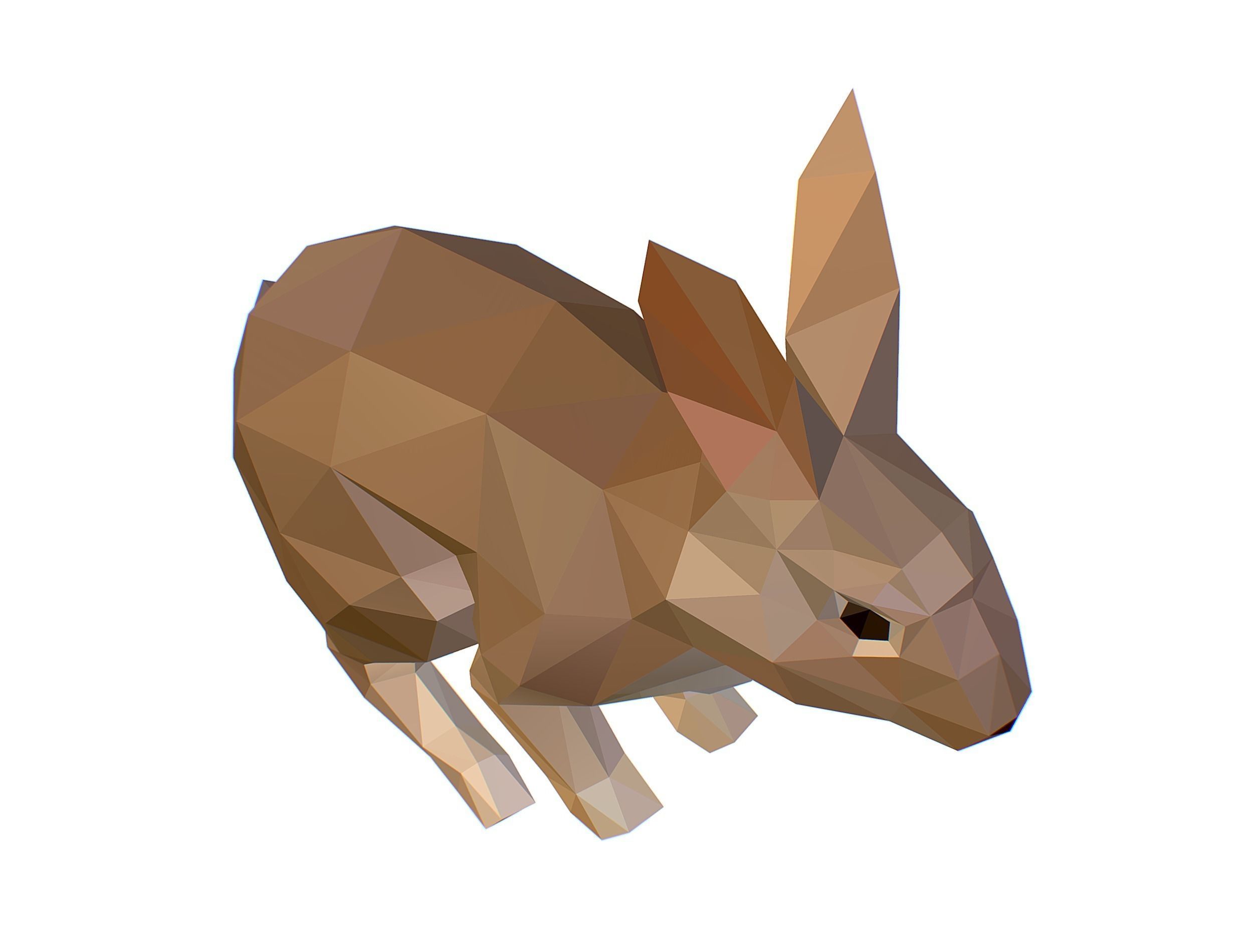Animated White Rabbit Lowpoly Art Style Low-poly 3D model_31