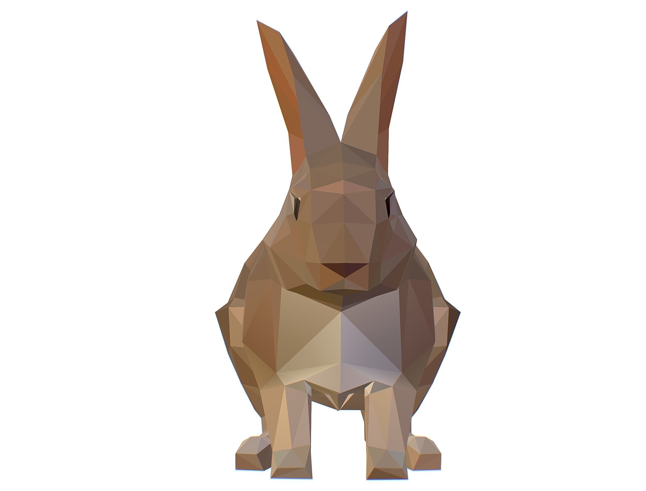 Animated White Rabbit Lowpoly Art Style Low-poly 3D model_27