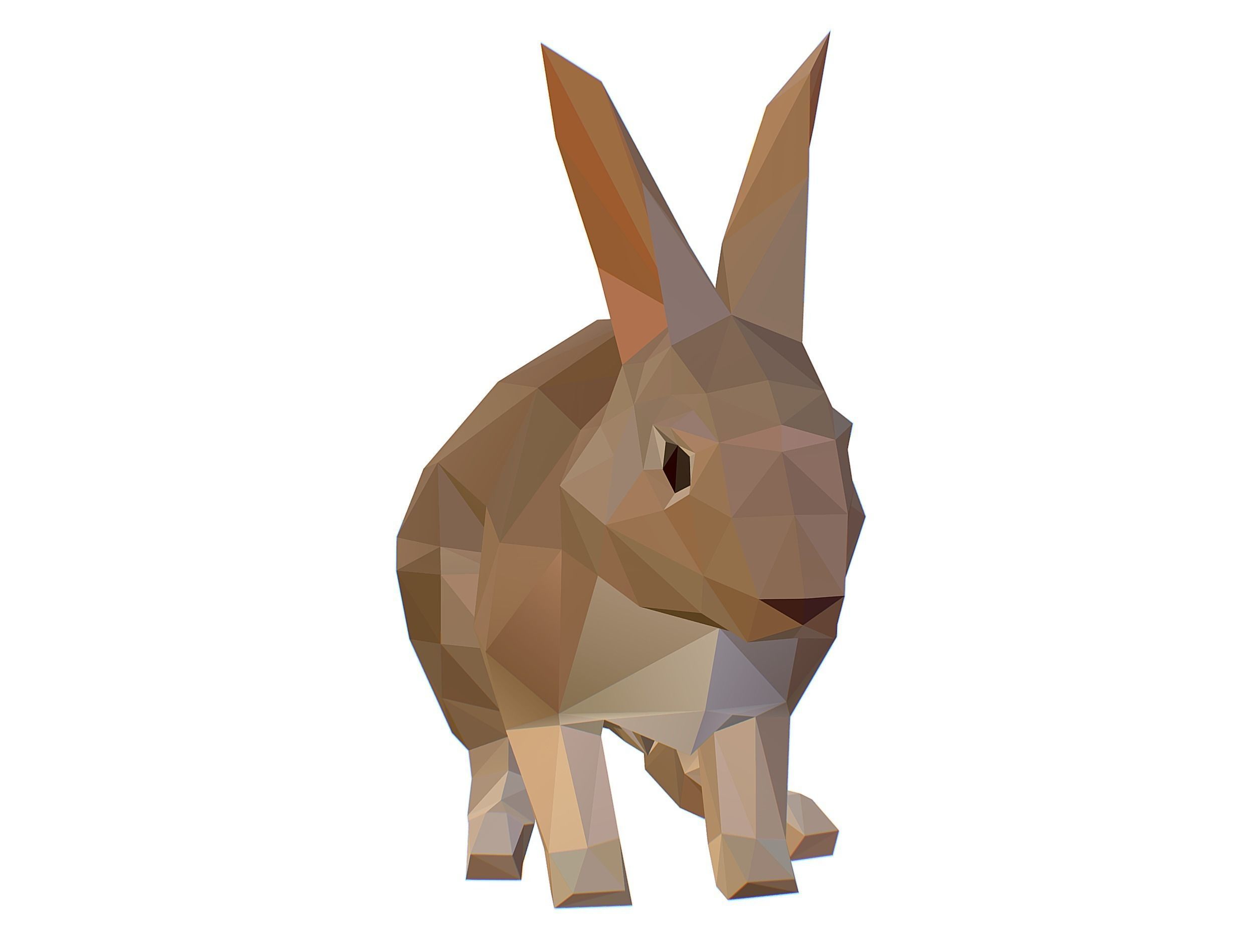 Animated White Rabbit Lowpoly Art Style Low-poly 3D model_16