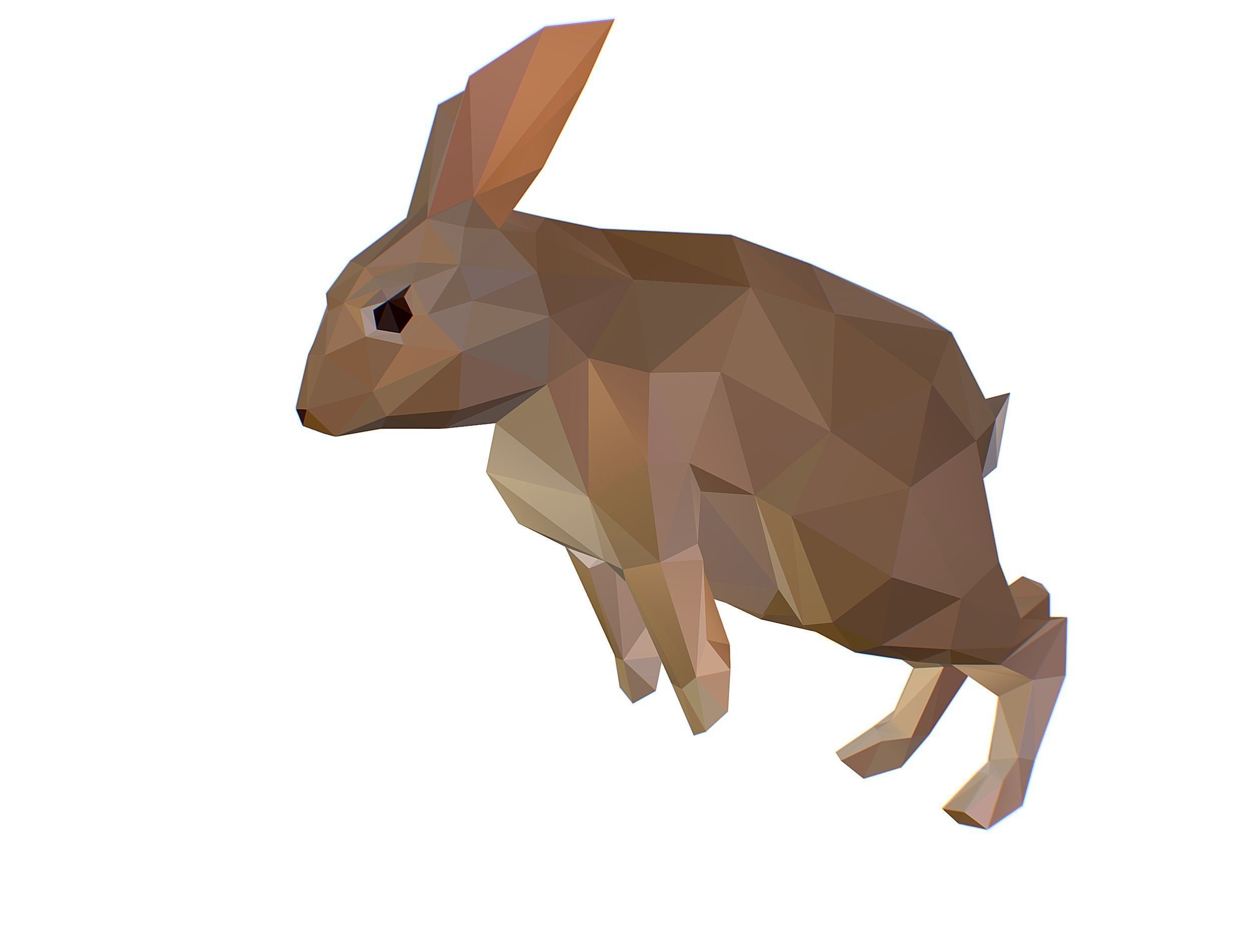 Animated White Rabbit Lowpoly Art Style Low-poly 3D model_4