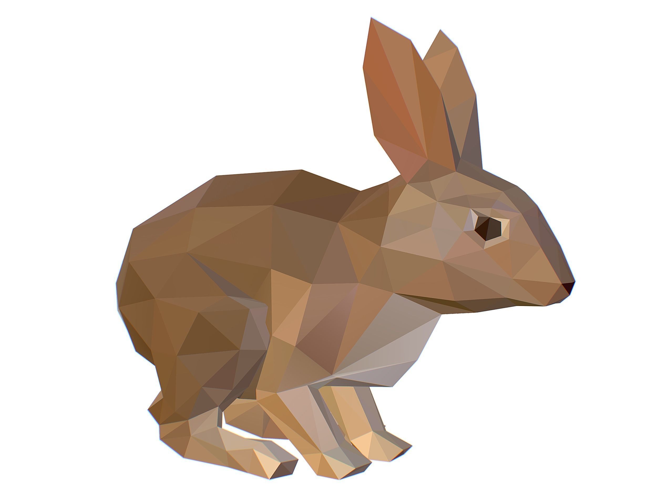 Animated White Rabbit Lowpoly Art Style Low-poly 3D model_18