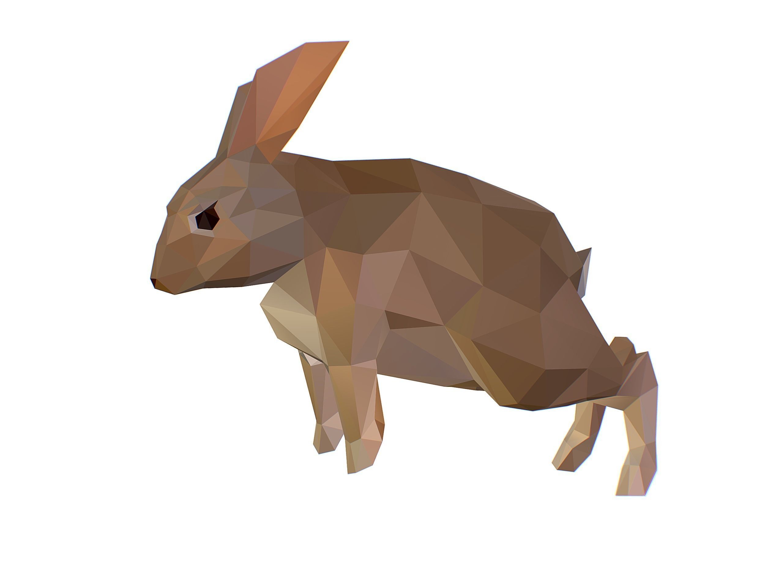 Animated White Rabbit Lowpoly Art Style Low-poly 3D model_5