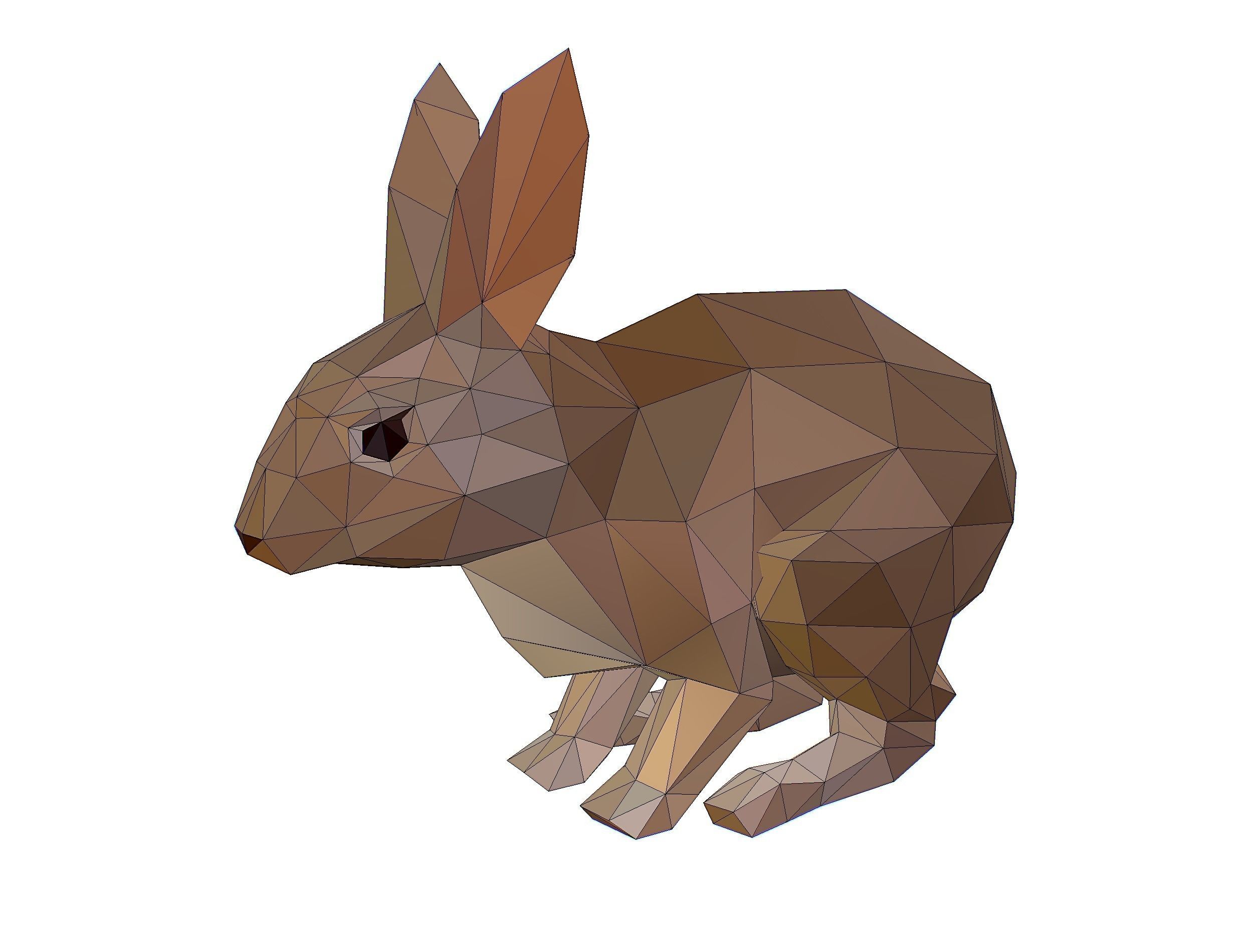 Animated White Rabbit Lowpoly Art Style Low-poly 3D model_34