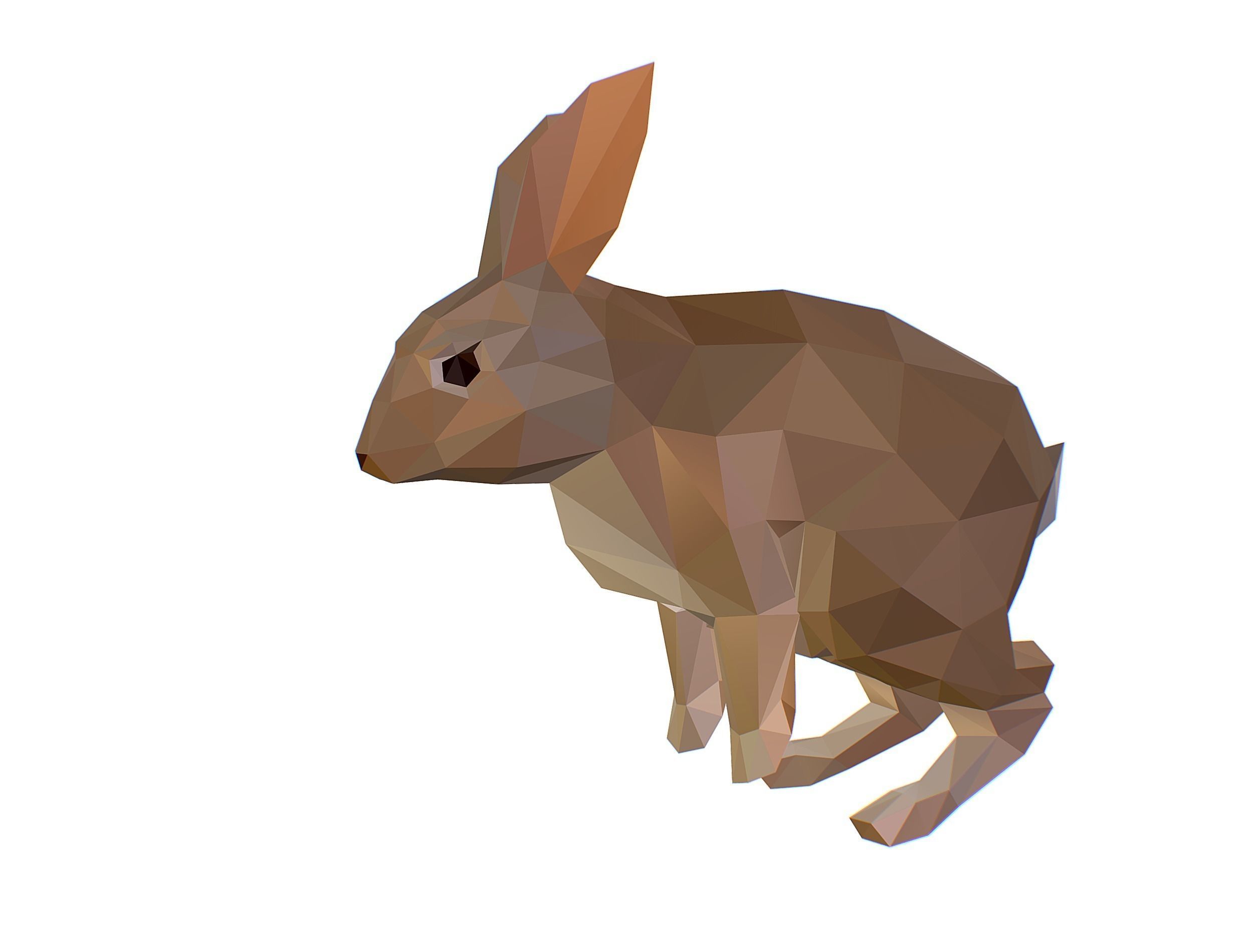 Animated White Rabbit Lowpoly Art Style Low-poly 3D model_2