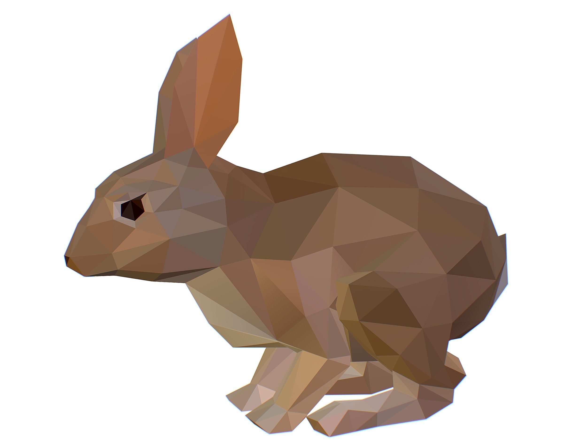 Animated White Rabbit Lowpoly Art Style Low-poly 3D model_12