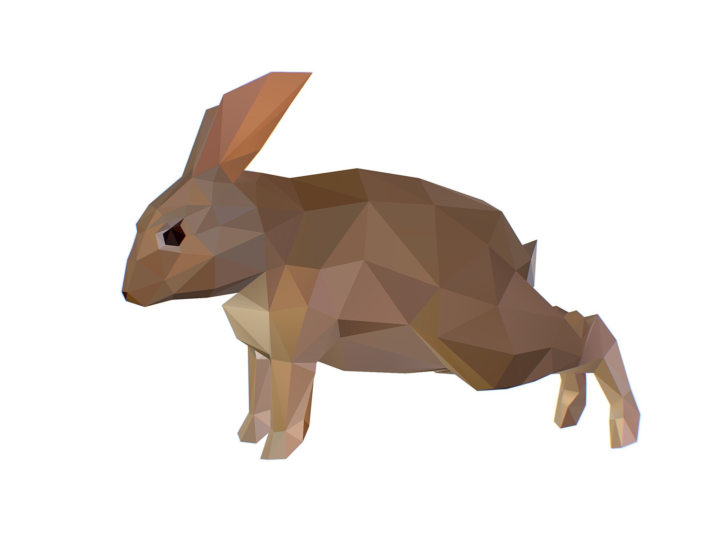 Animated White Rabbit Lowpoly Art Style Low-poly 3D model_6