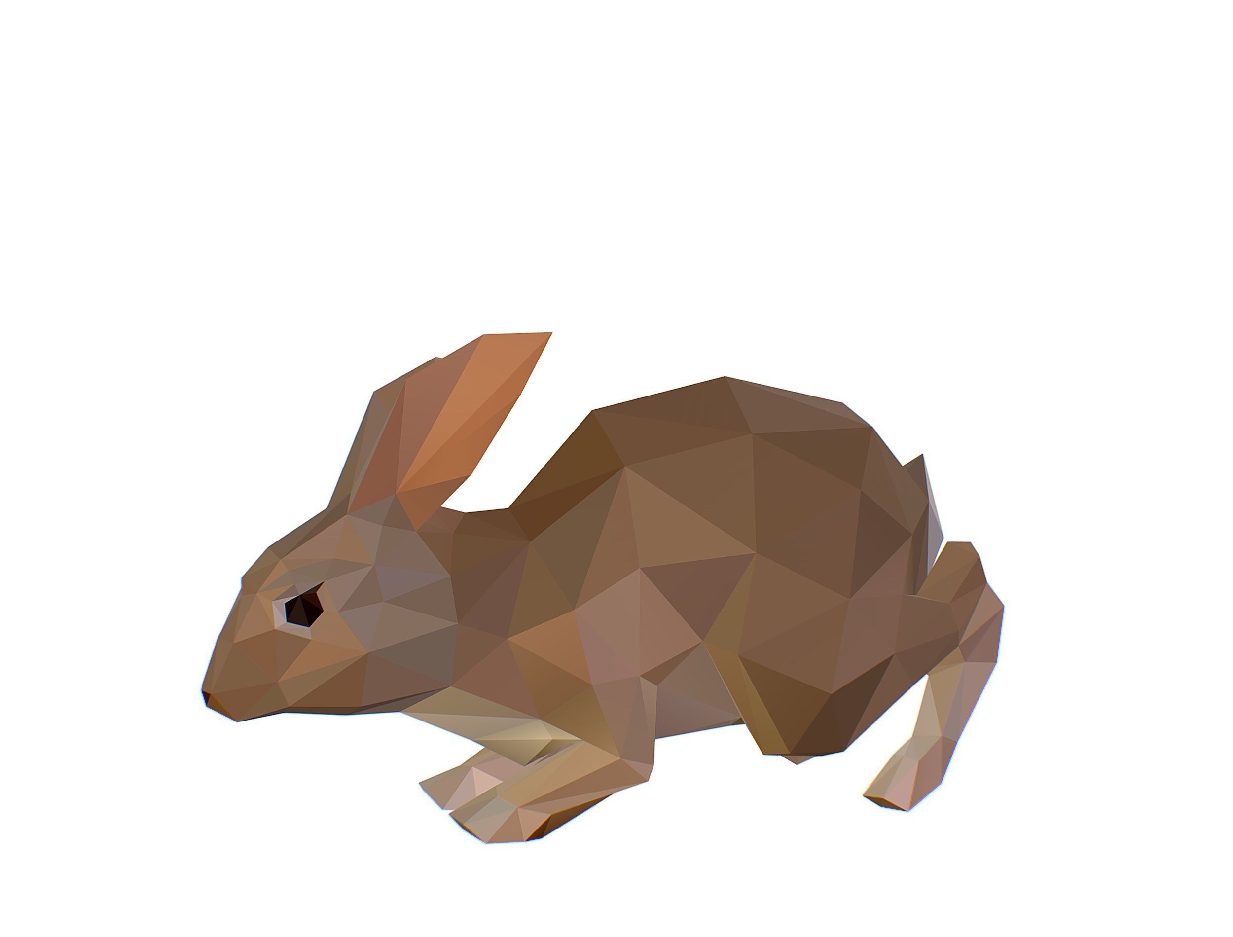 Animated White Rabbit Lowpoly Art Style Low-poly 3D model_9
