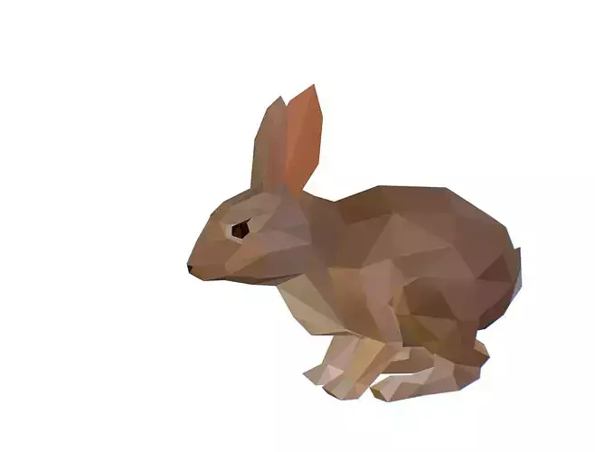Animated White Rabbit Lowpoly Art Style