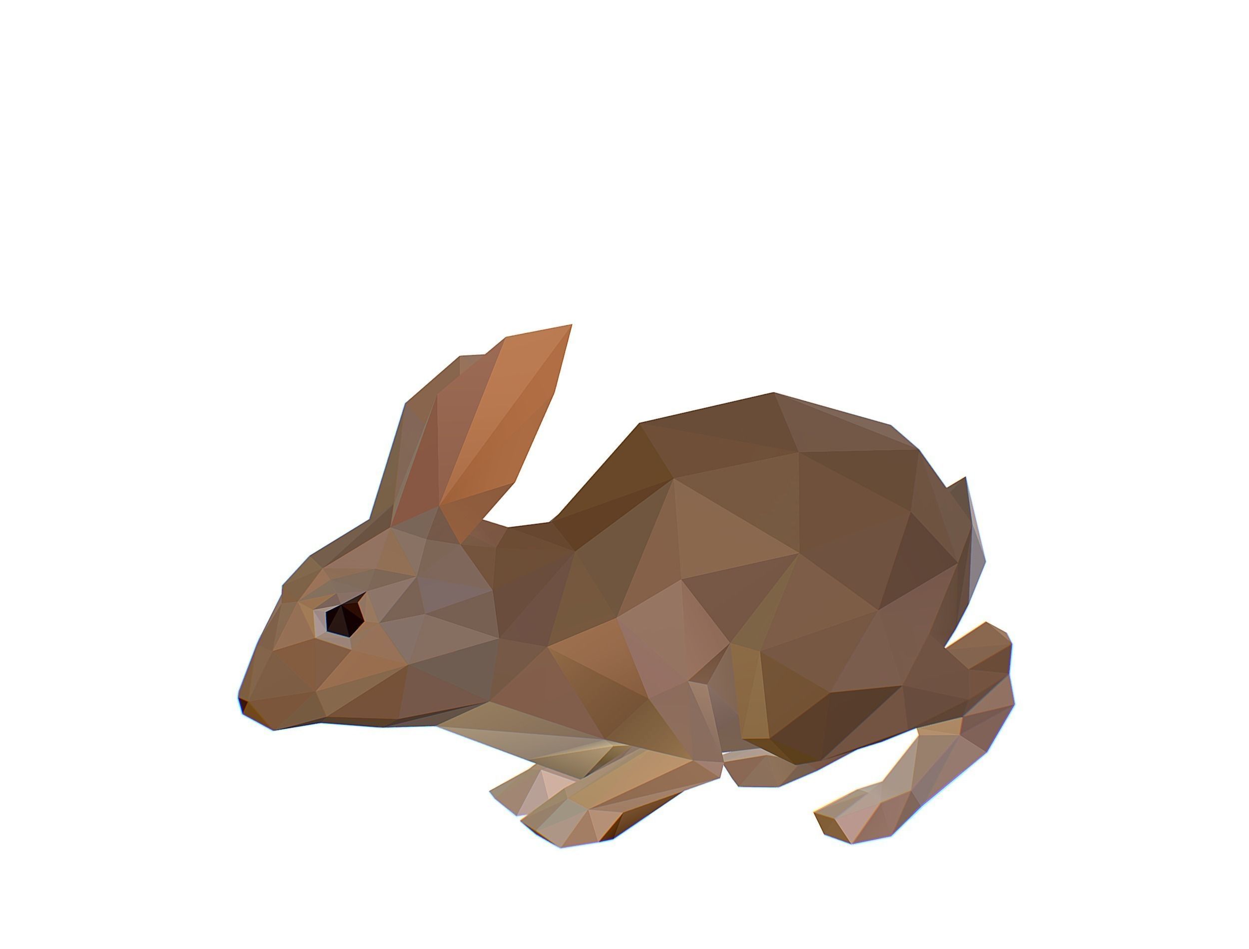 Animated White Rabbit Lowpoly Art Style Low-poly 3D model_10