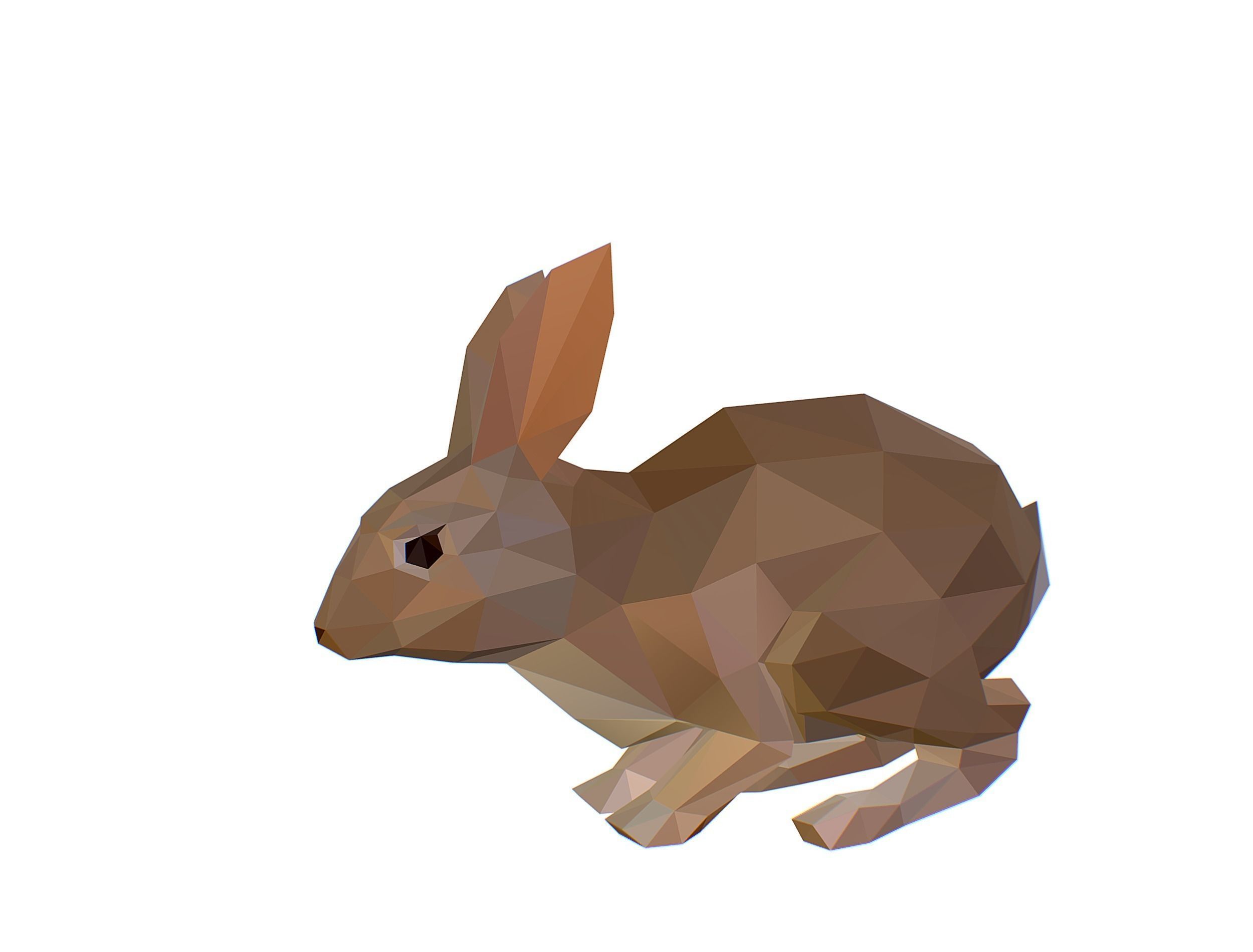 Animated White Rabbit Lowpoly Art Style Low-poly 3D model_11