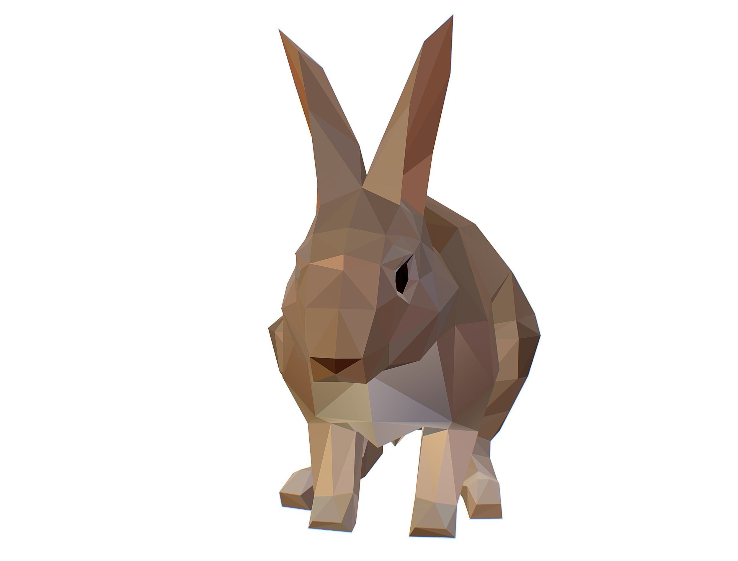 Animated White Rabbit Lowpoly Art Style Low-poly 3D model_15