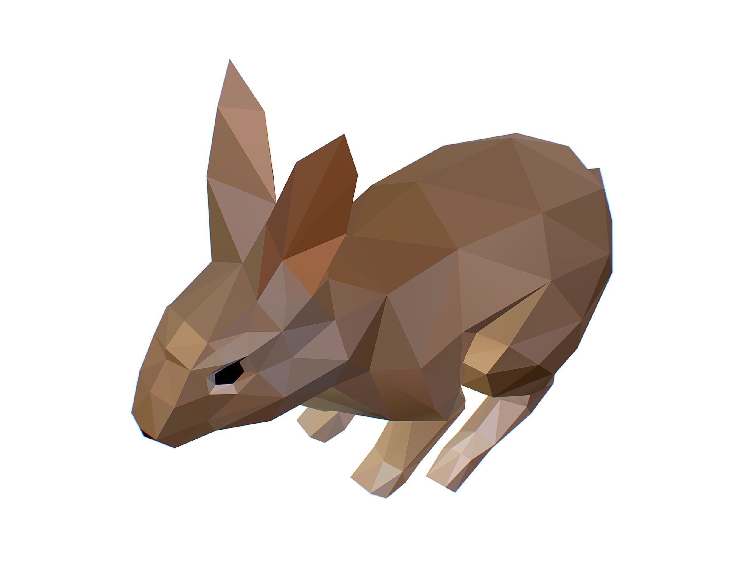 Animated White Rabbit Lowpoly Art Style Low-poly 3D model_30