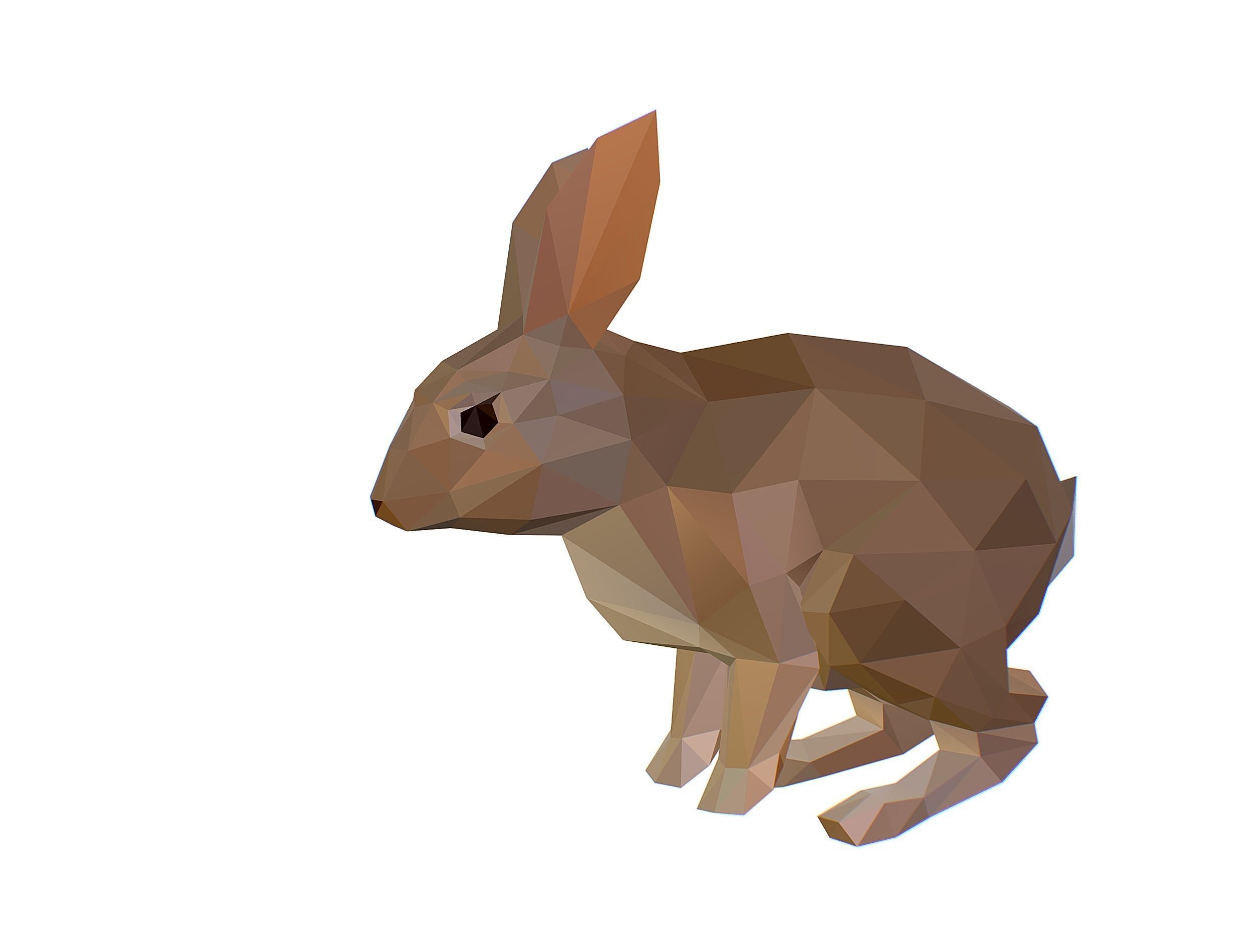 Animated White Rabbit Lowpoly Art Style Low-poly 3D model_1