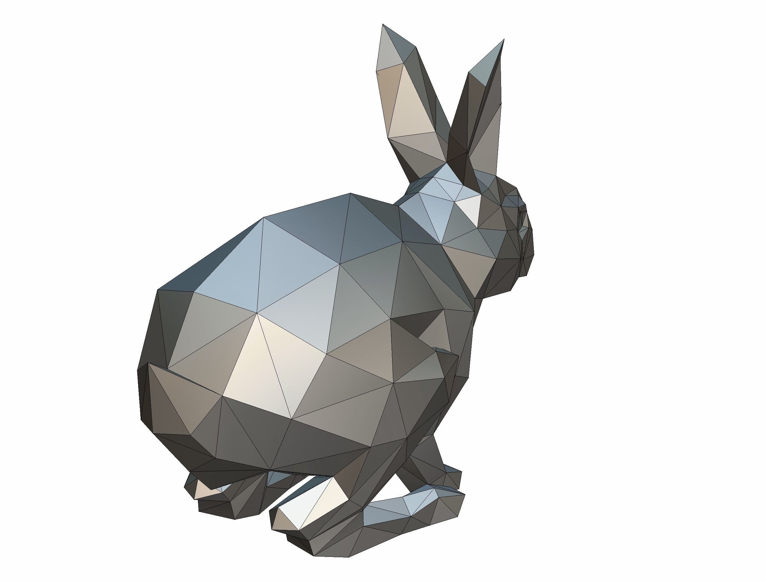 Animated White Rabbit Lowpoly Art Style Low-poly 3D model_37