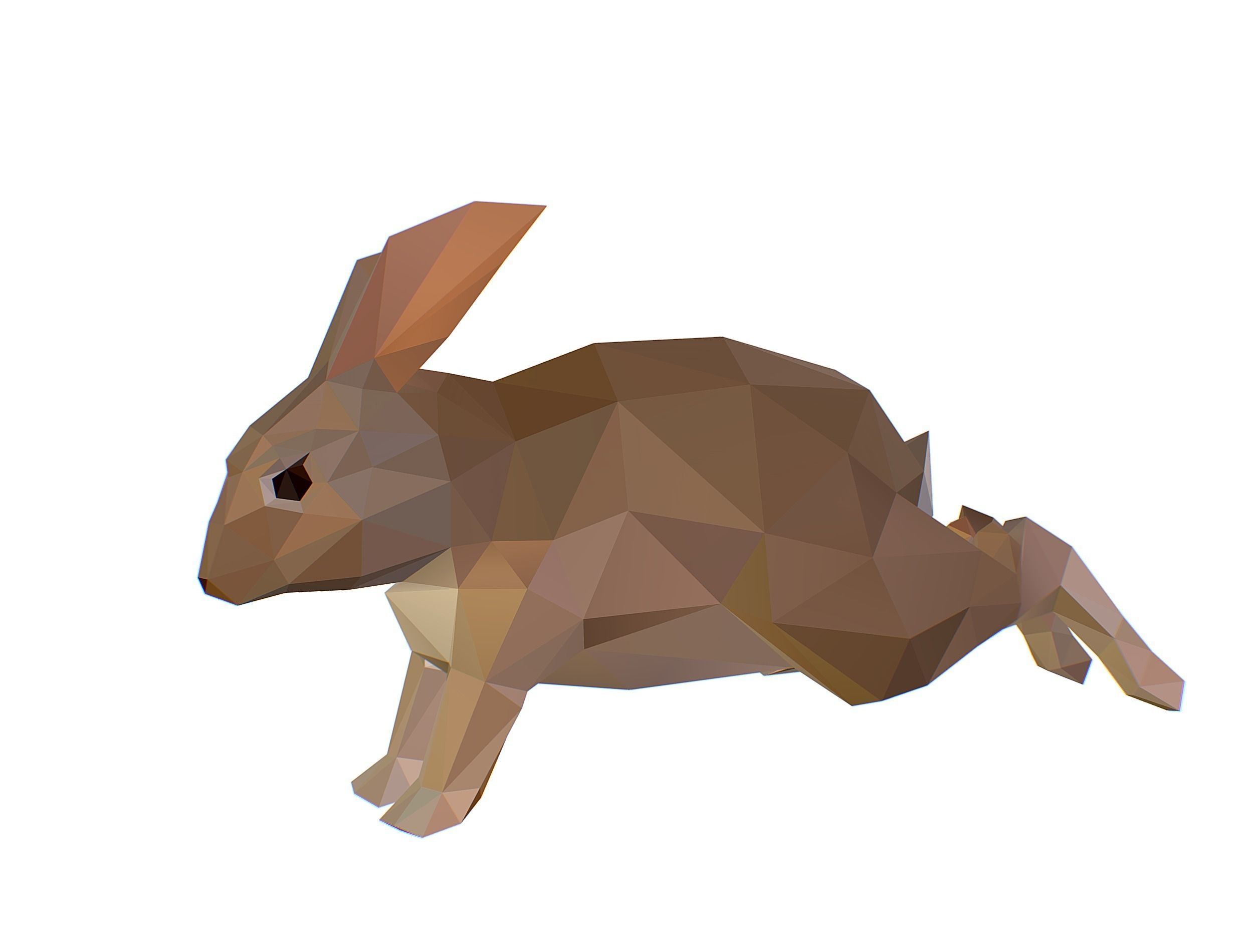 Animated White Rabbit Lowpoly Art Style Low-poly 3D model_7