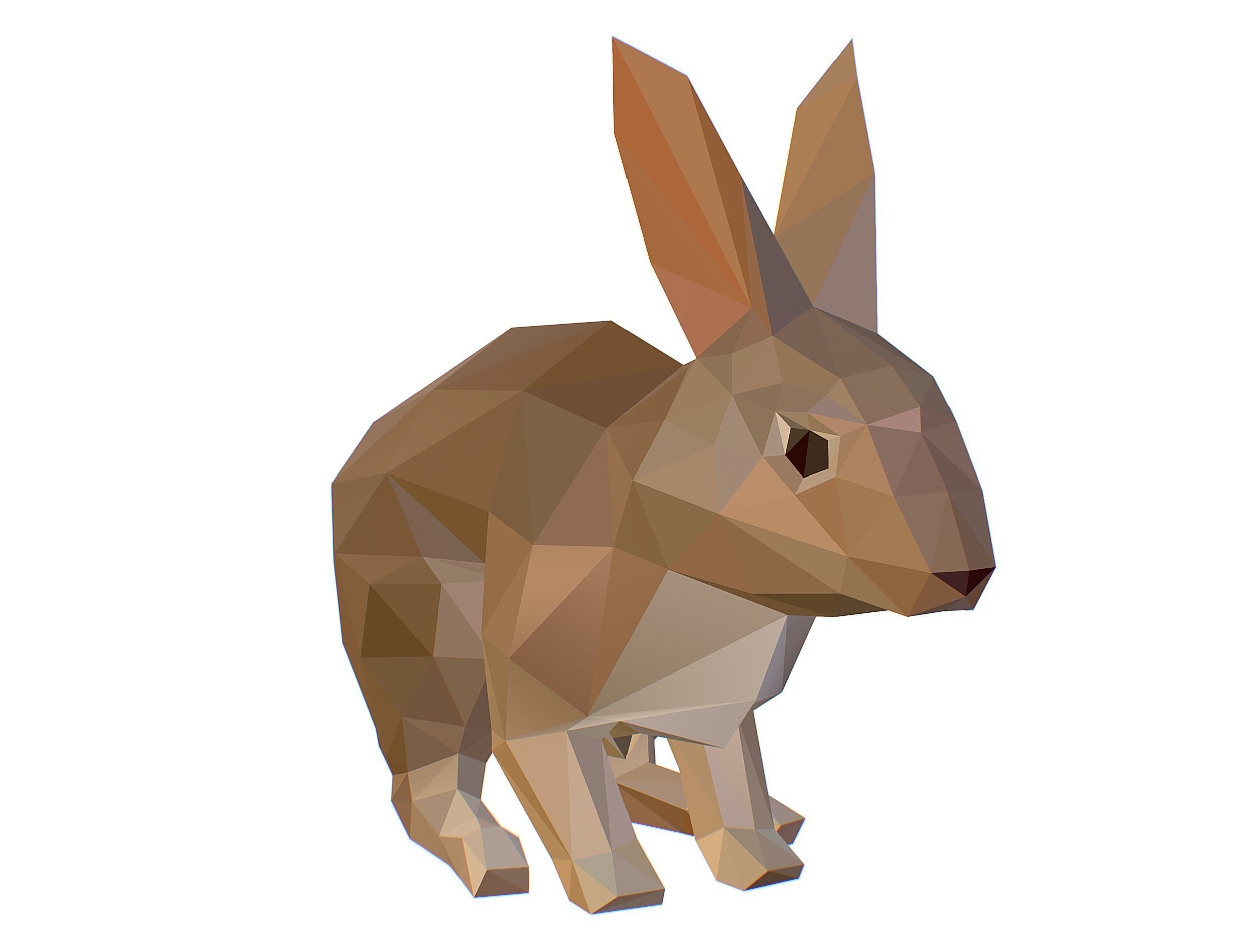 Animated White Rabbit Lowpoly Art Style Low-poly 3D model_17