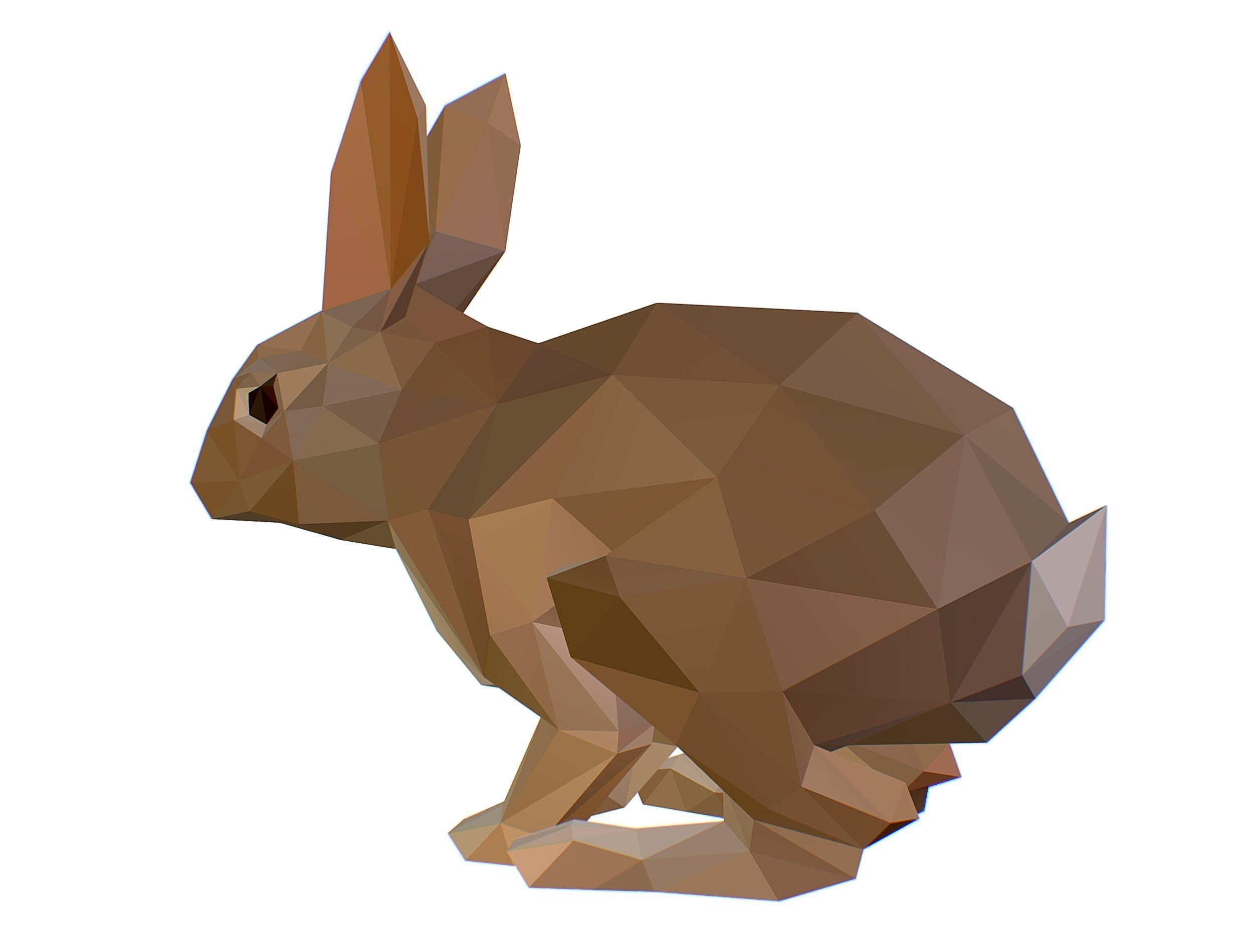 Animated White Rabbit Lowpoly Art Style Low-poly 3D model_24