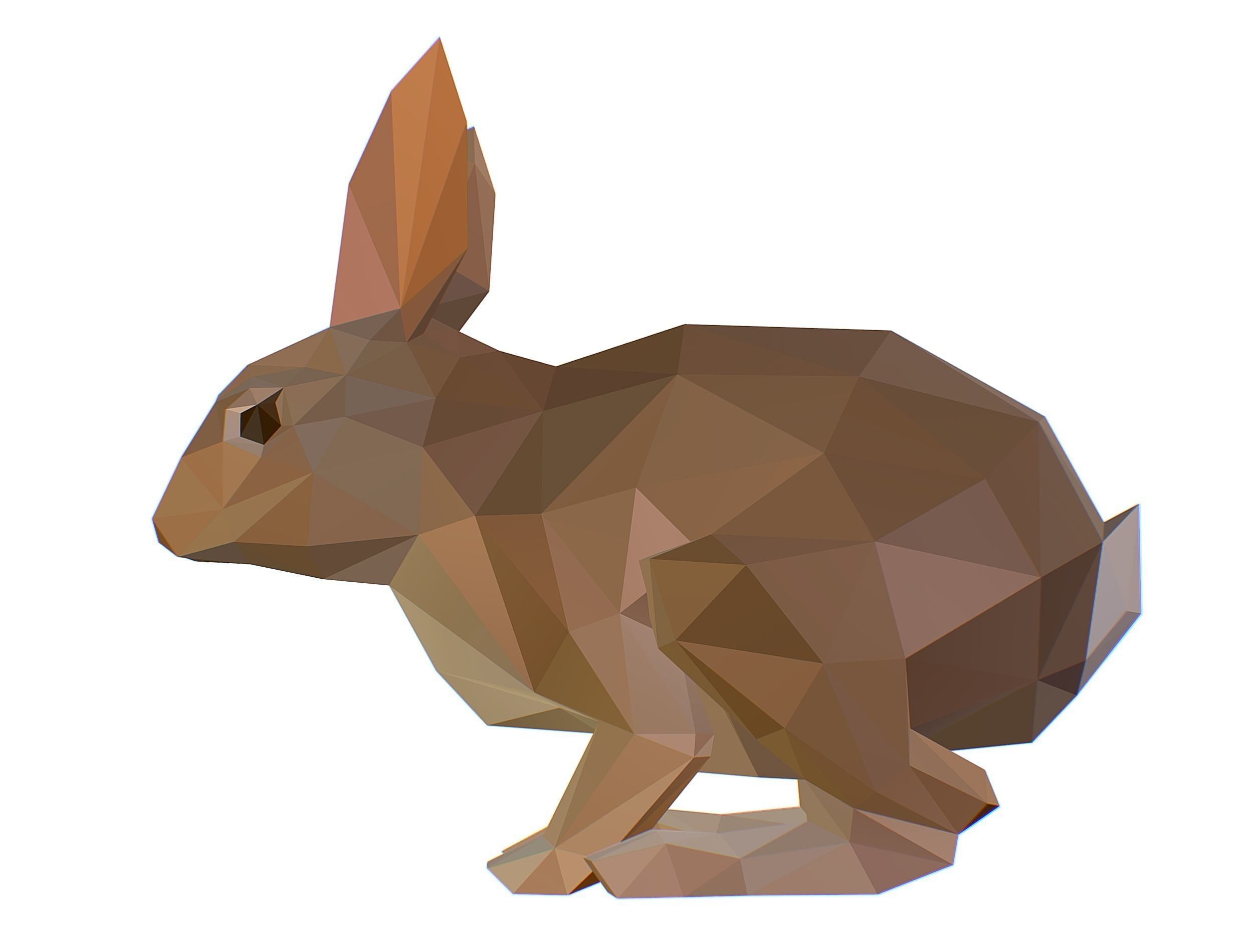 Animated White Rabbit Lowpoly Art Style Low-poly 3D model_26