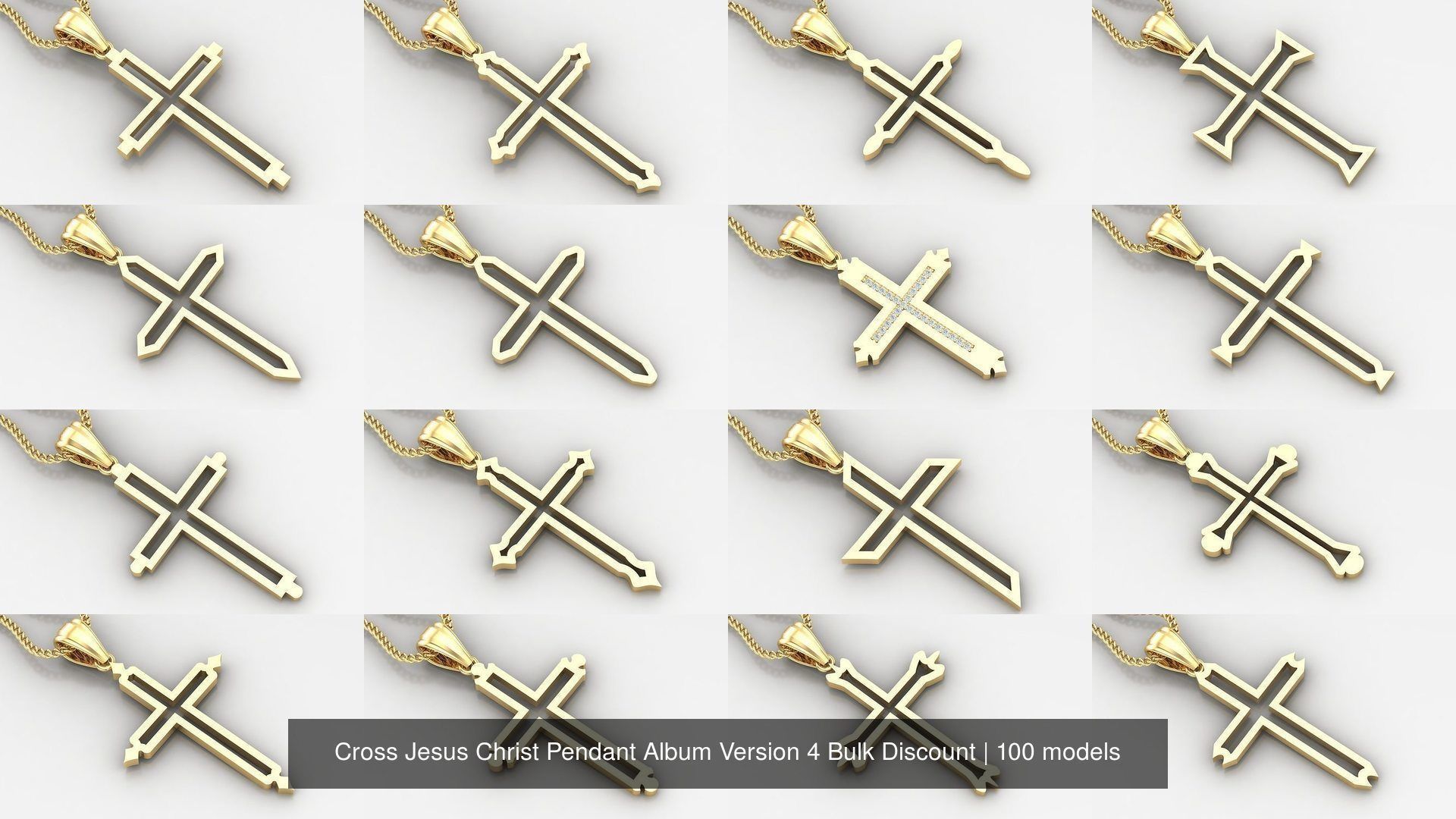Cross Jesus Christ Pendant Album Version 4 Bulk Discount 3D Model Collection_3