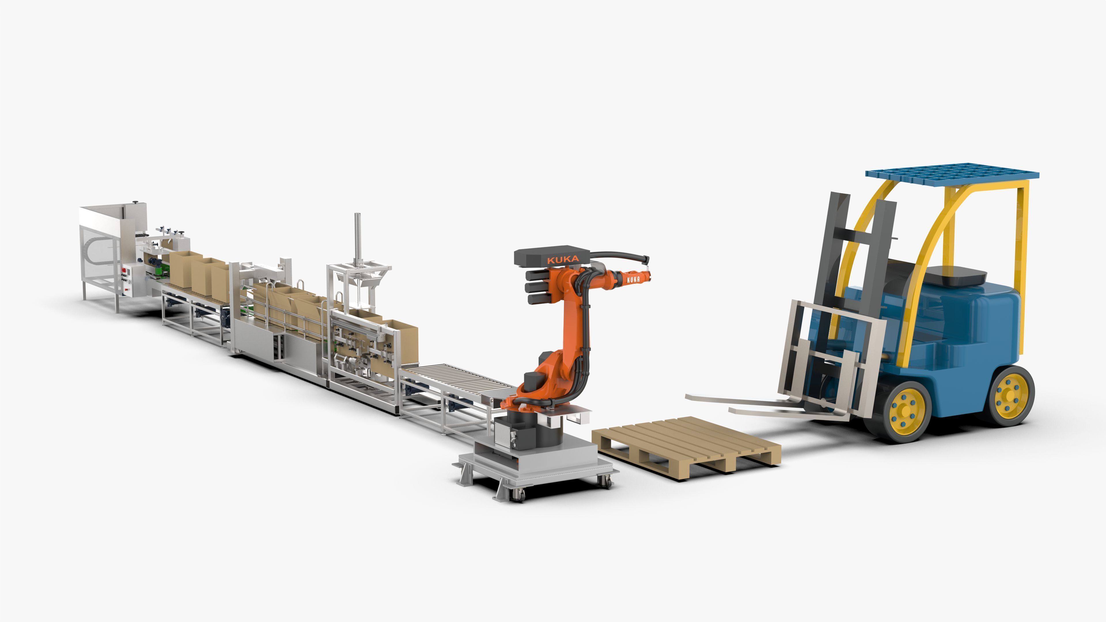 Automatic Carton Unpacking Packing and Palletizing Machine 3D model_3
