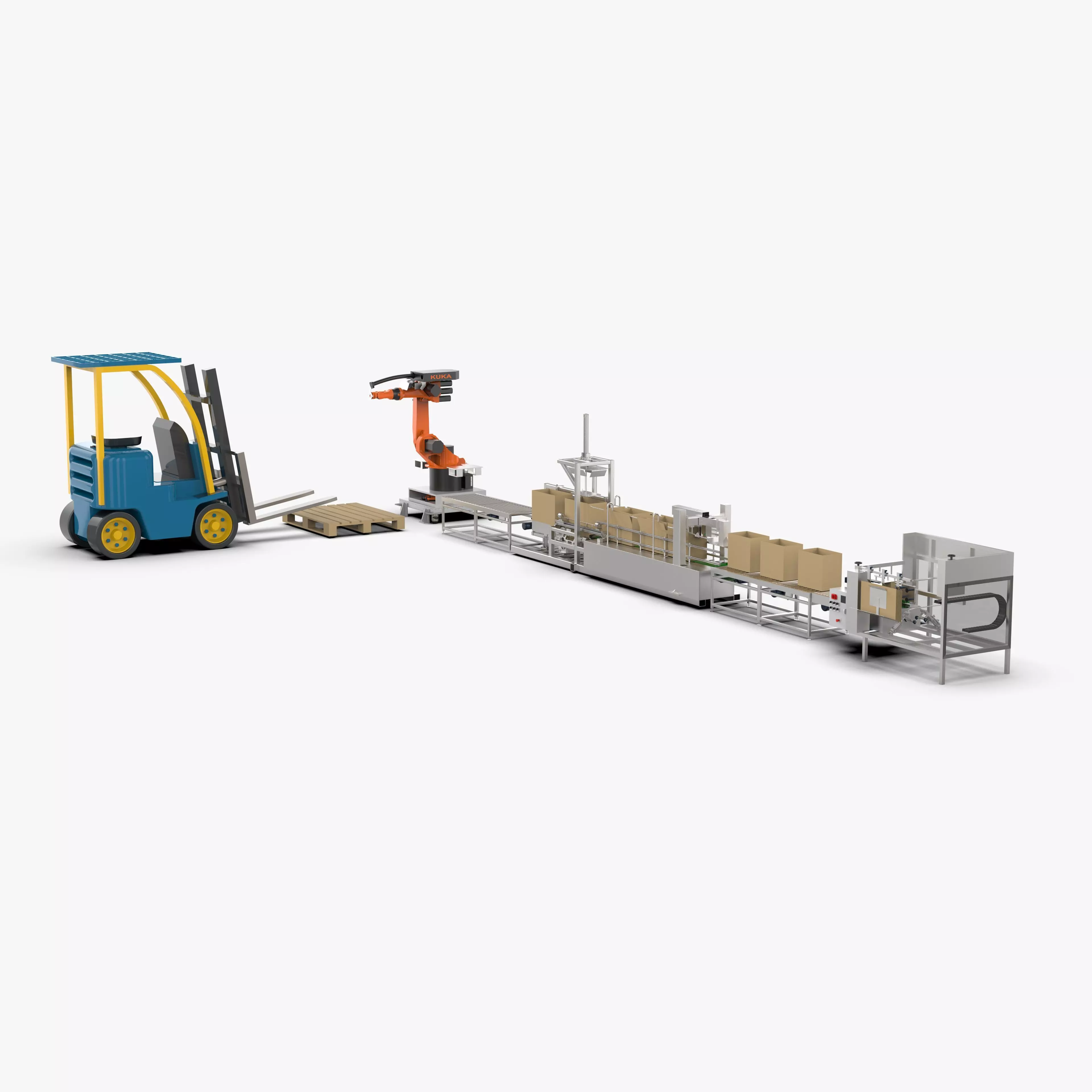 Automatic Carton Unpacking Packing and Palletizing Machine 3D model_0