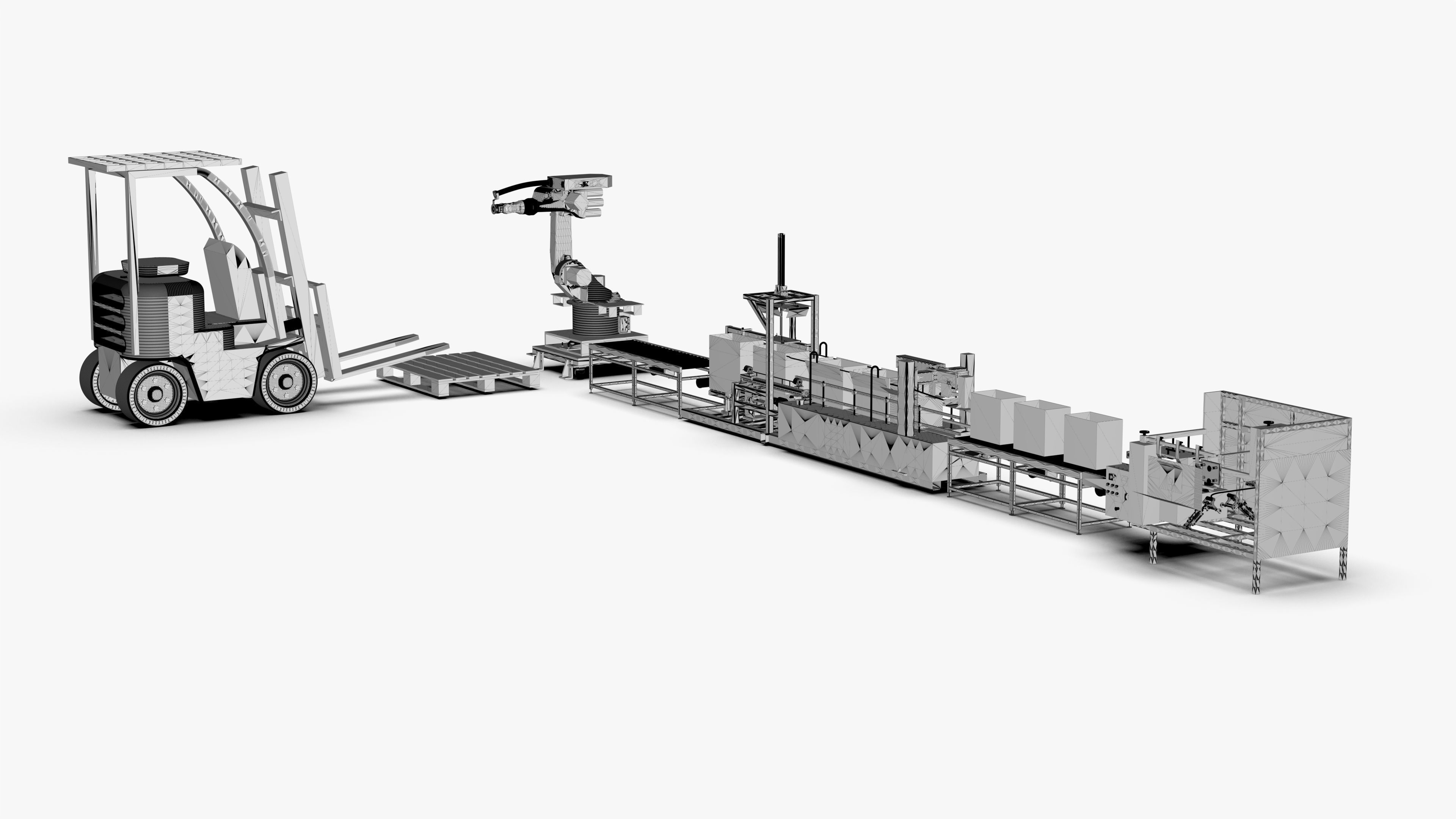 Automatic Carton Unpacking Packing and Palletizing Machine 3D model_18