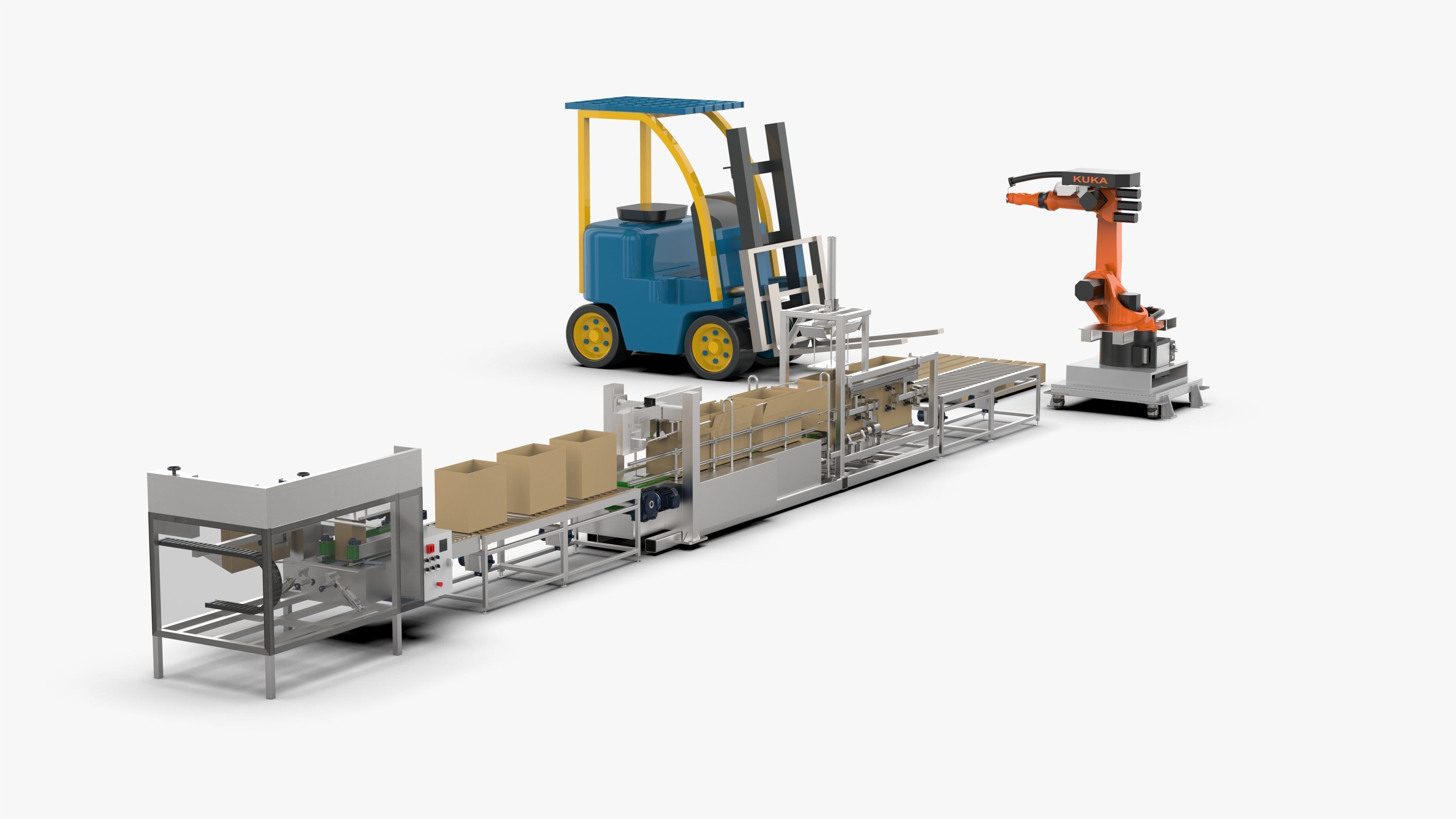 Automatic Carton Unpacking Packing and Palletizing Machine 3D model_2