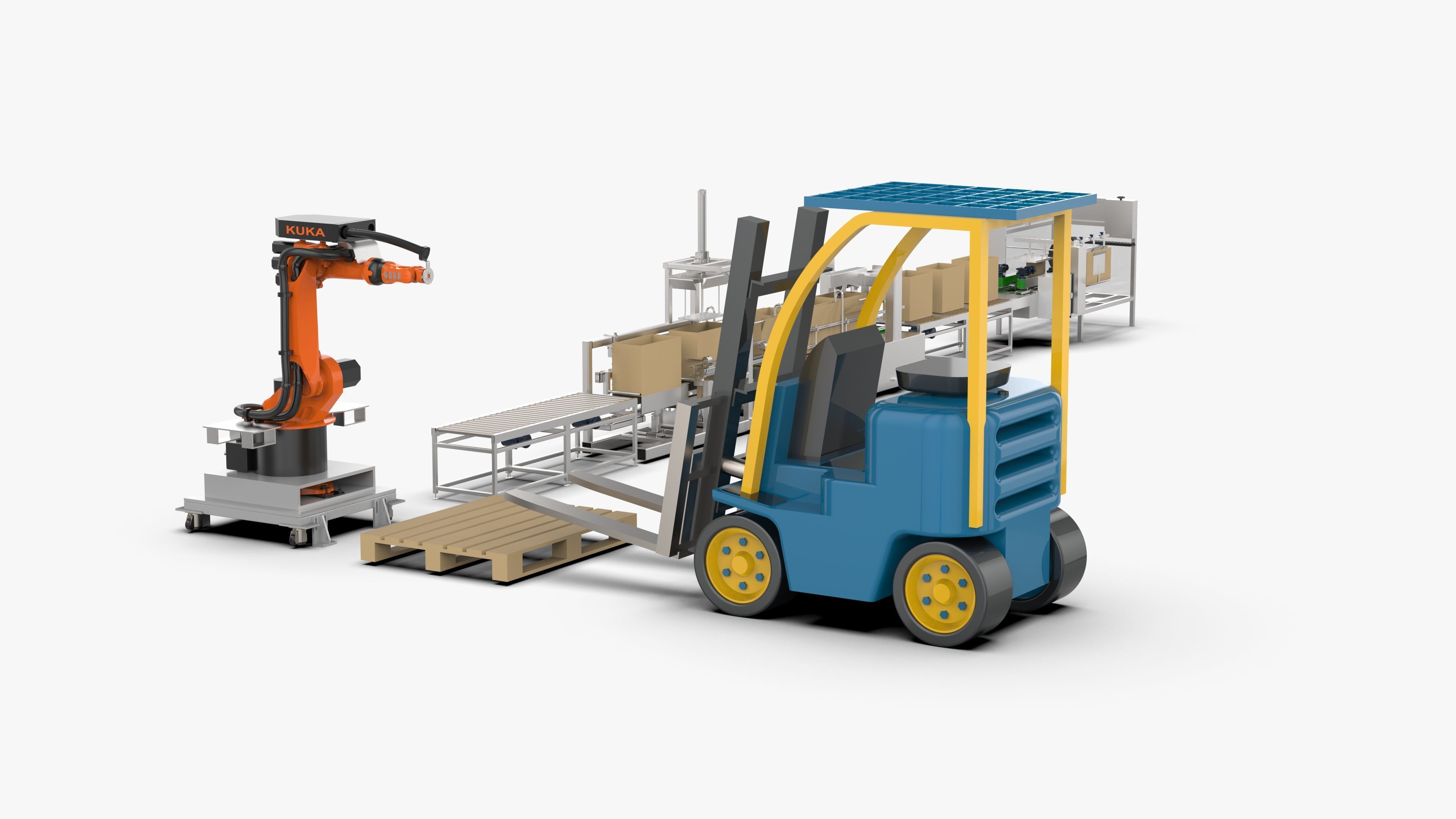Automatic Carton Unpacking Packing and Palletizing Machine 3D model_4