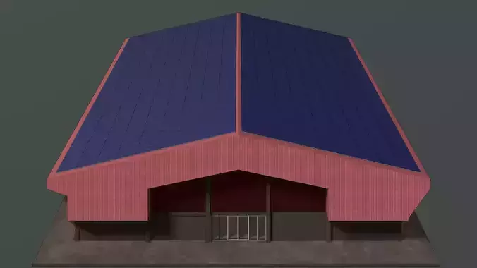 Solar roof on warehouse 24e03 3D model