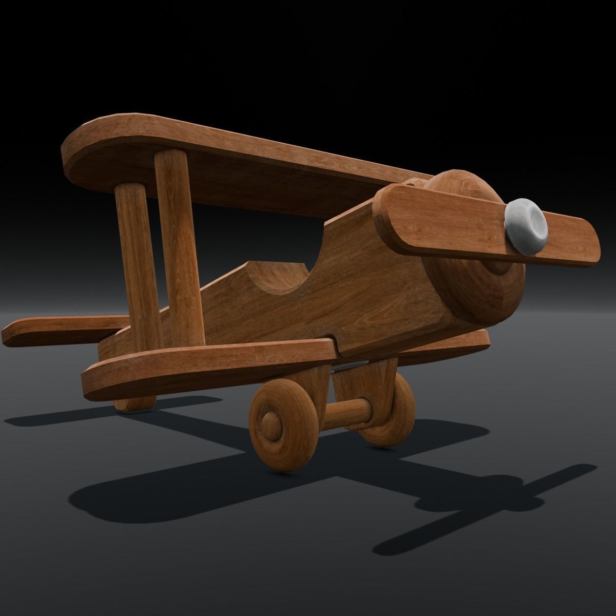 Wooden Plane Animated 3D Model Low-poly 3D model_6