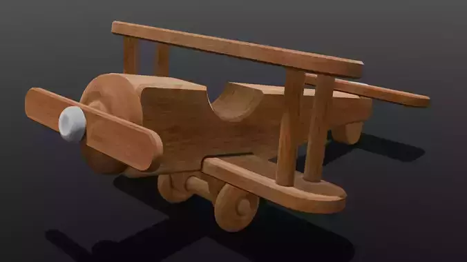 Wooden Plane Animated 3D Model