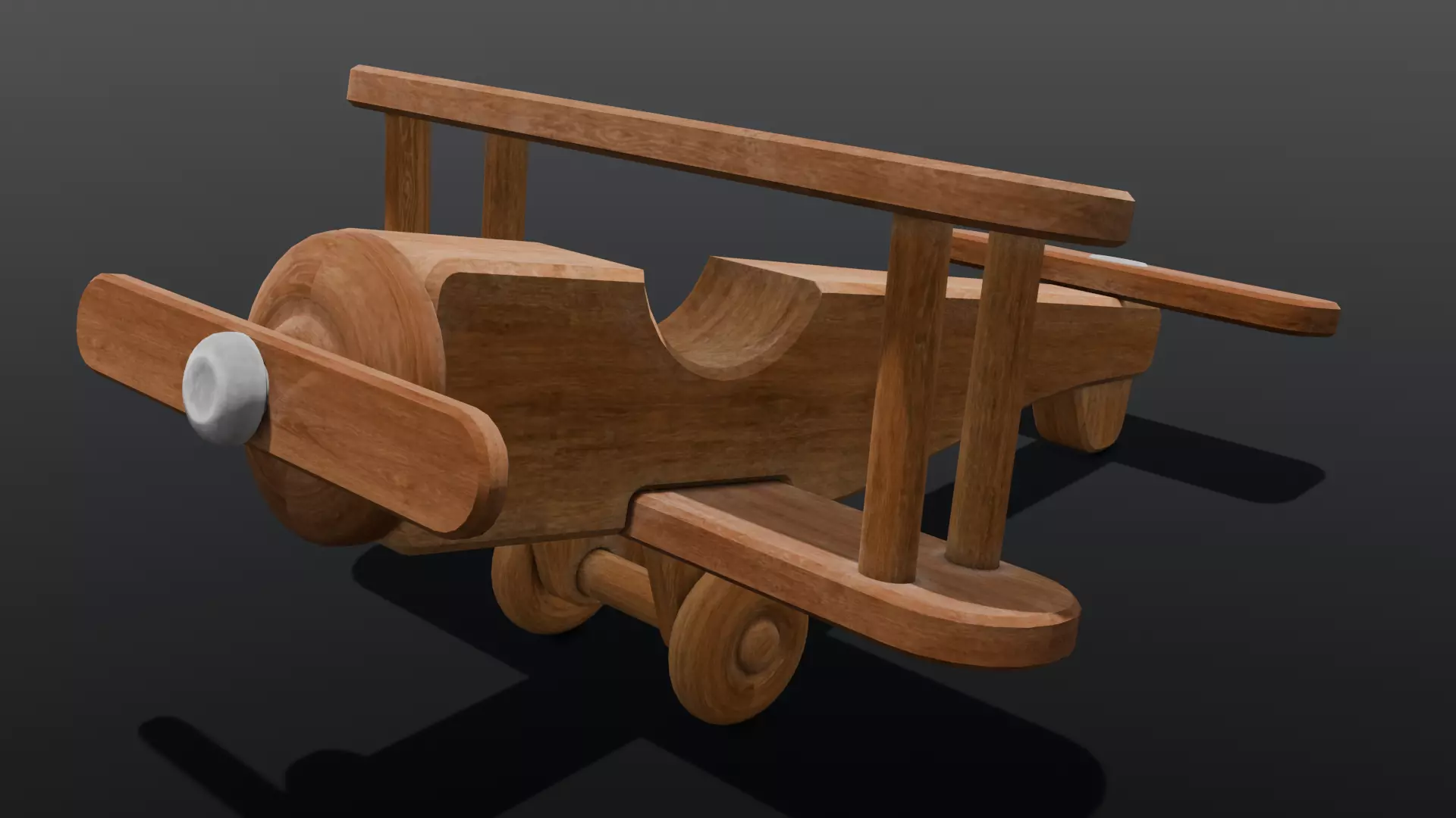 Wooden Plane Animated 3D Model Low-poly 3D model_0