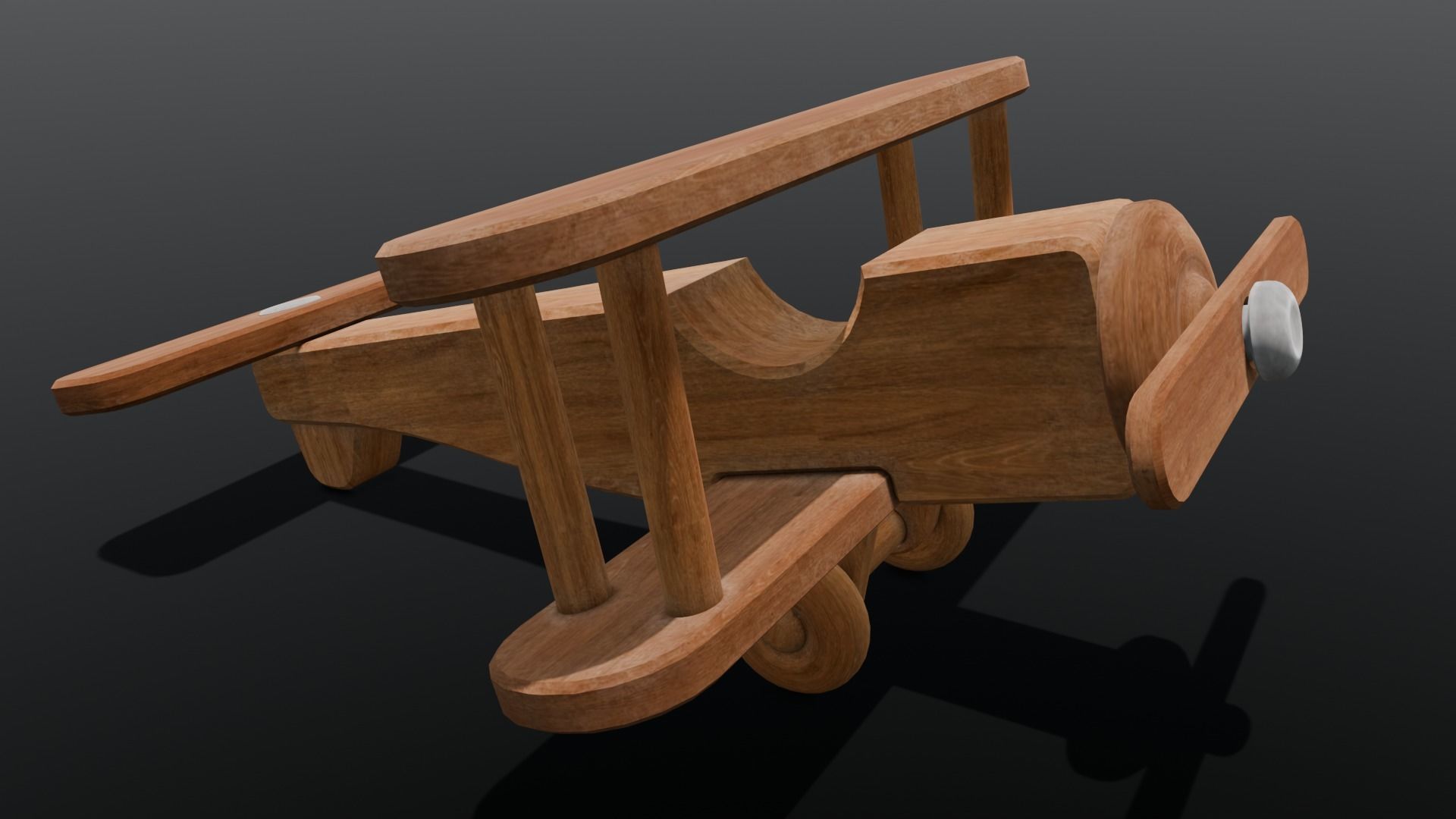 Wooden Plane Animated 3D Model Low-poly 3D model_3