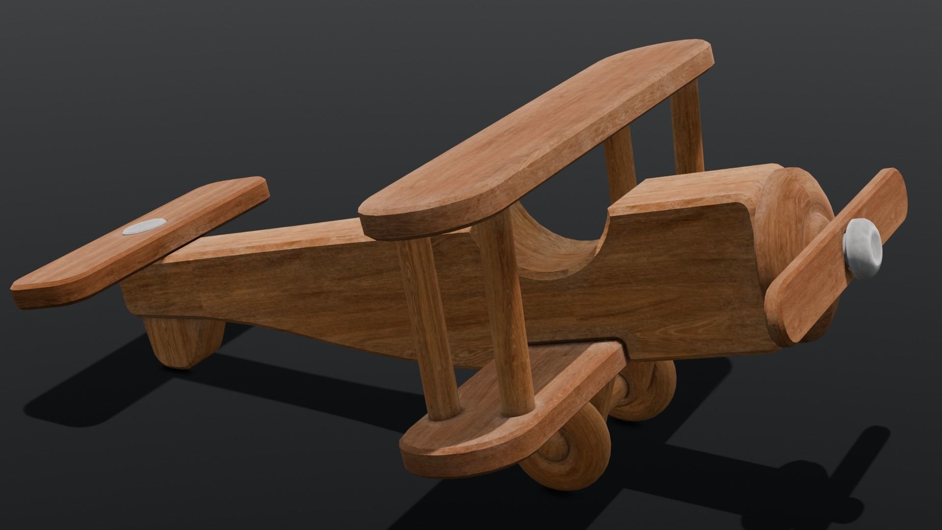 Wooden Plane Animated 3D Model Low-poly 3D model_16