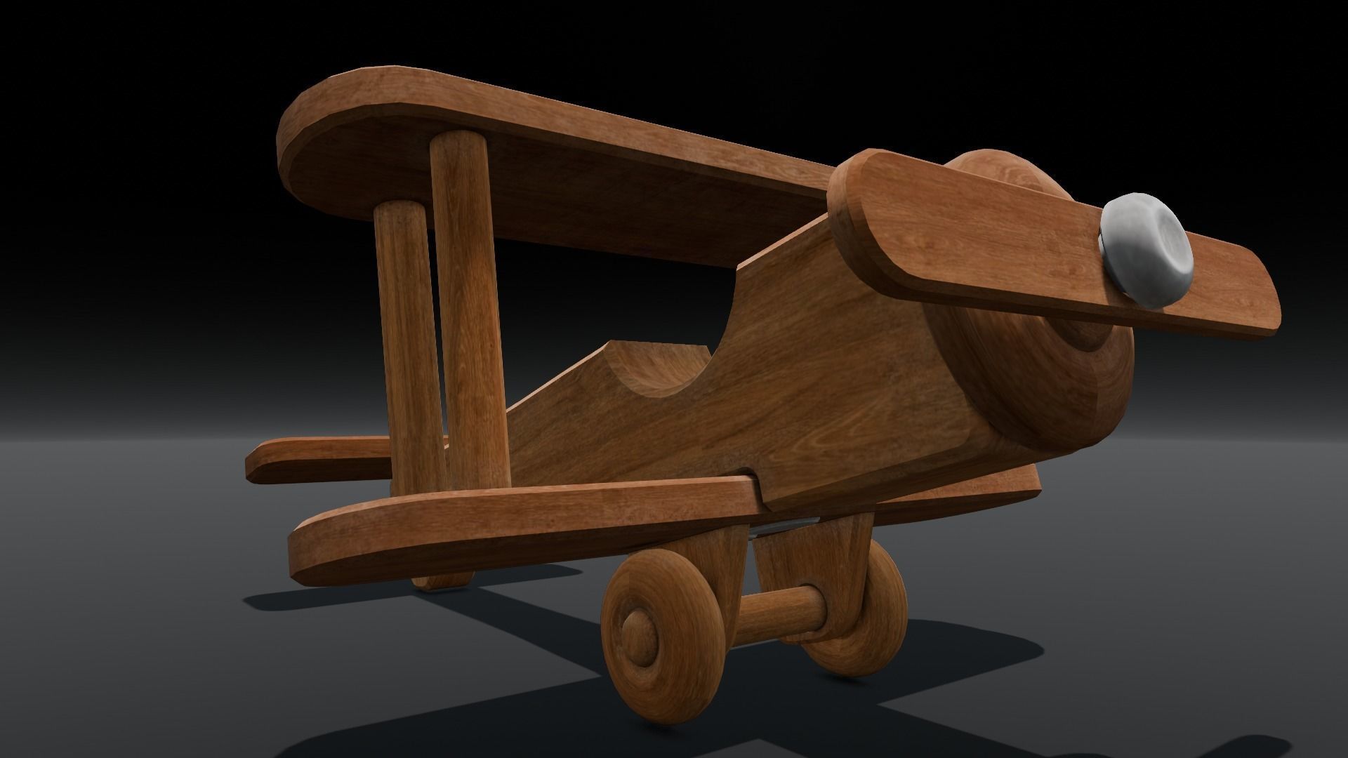 Wooden Plane Animated 3D Model Low-poly 3D model_2
