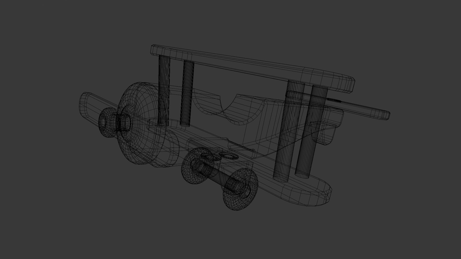 Wooden Plane Animated 3D Model Low-poly 3D model_9