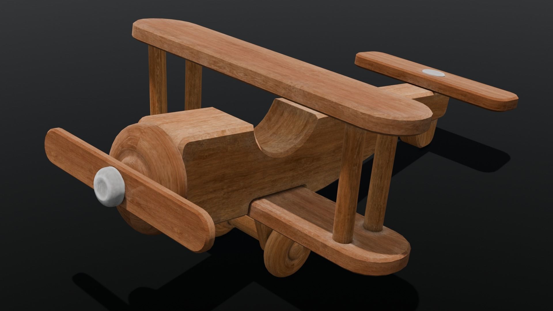 Wooden Plane Animated 3D Model Low-poly 3D model_15