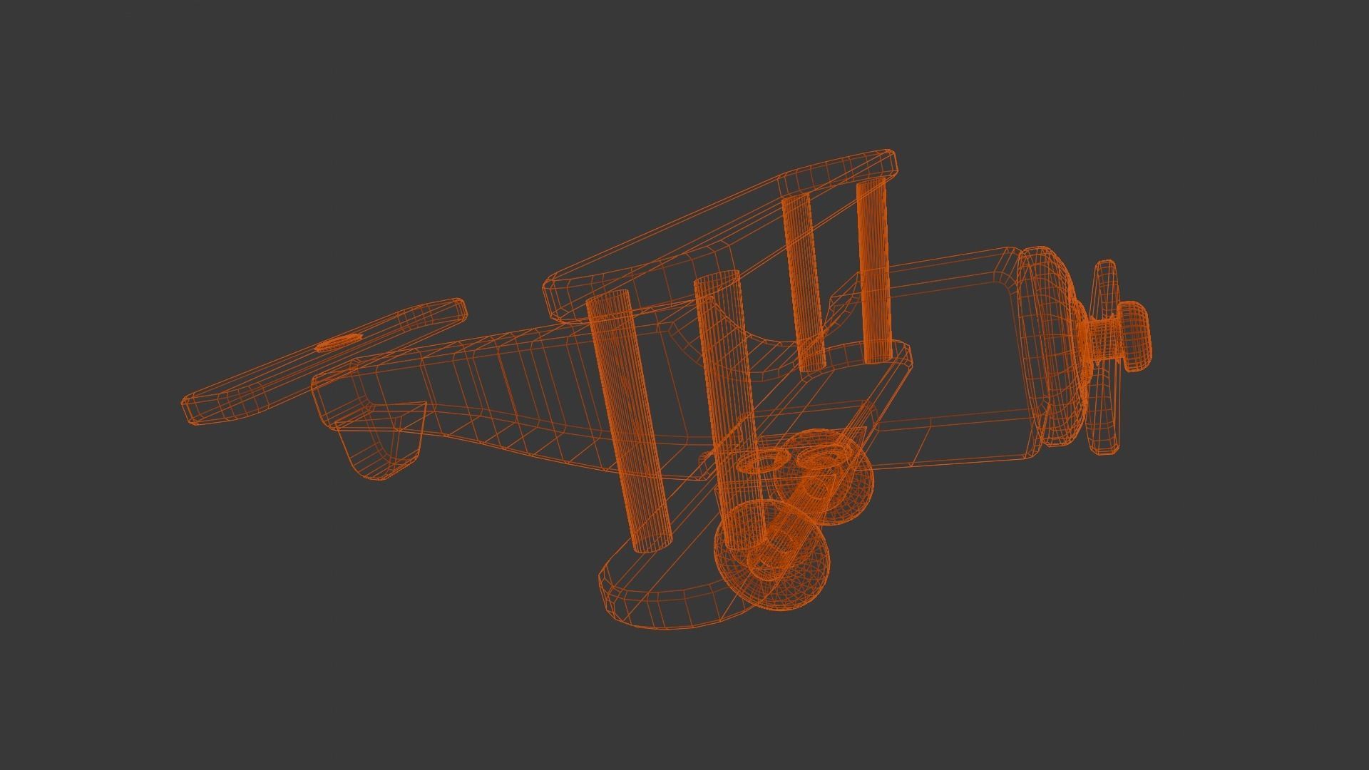 Wooden Plane Animated 3D Model Low-poly 3D model_12